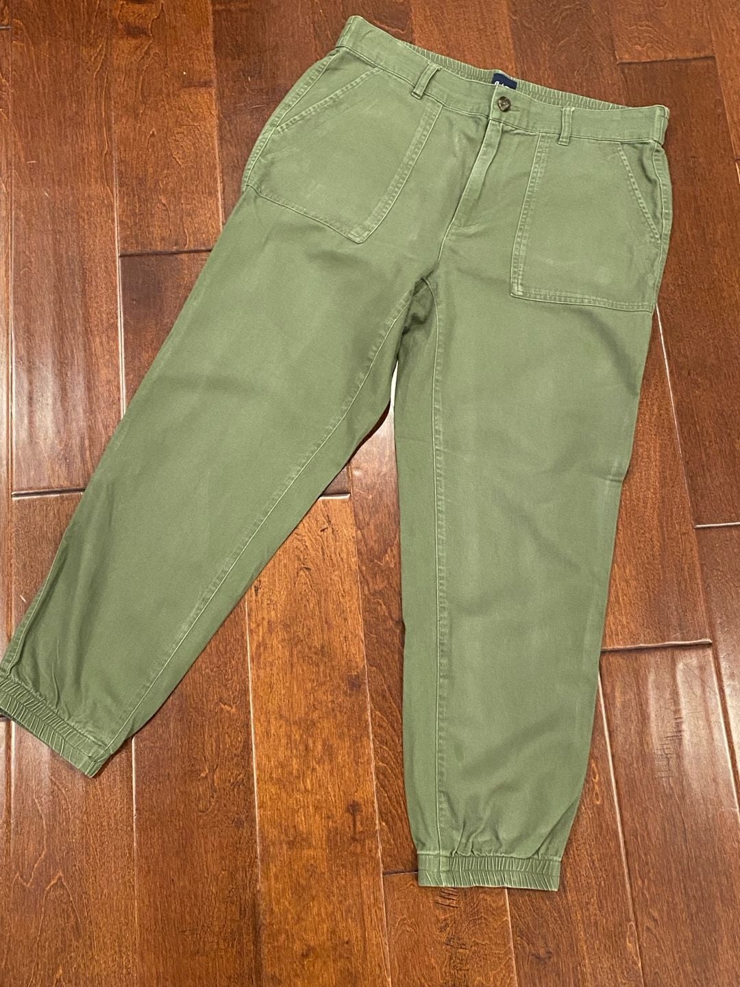 Gap Utility Jogger Pants Size M Green Cotton Fatigue Cargo Cuffed Ankle 2