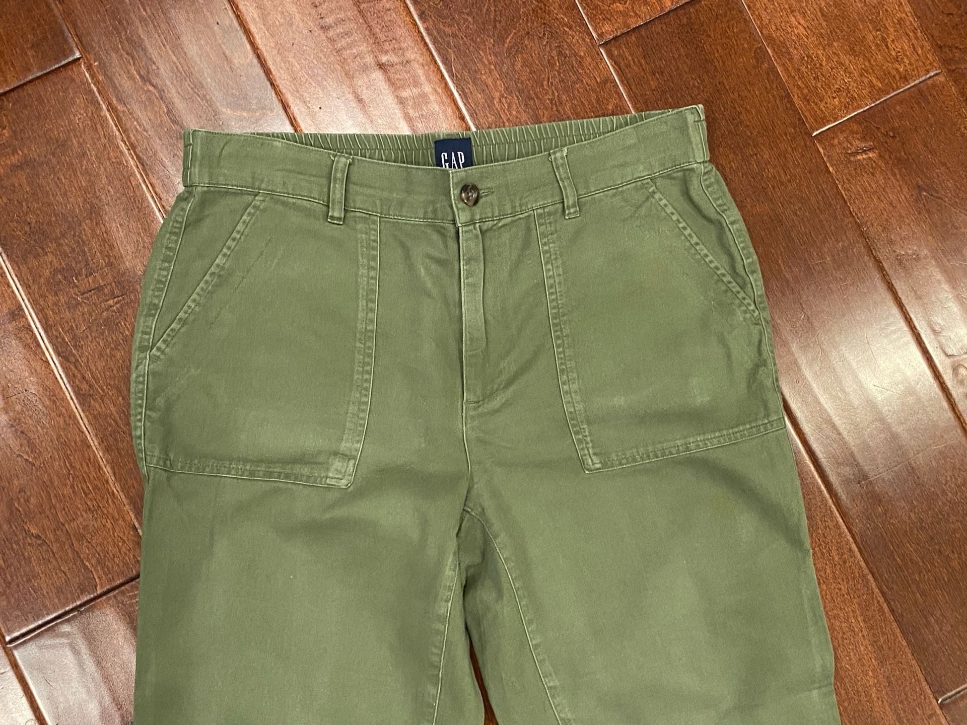 Gap Utility Jogger Pants Size M Green Cotton Fatigue Cargo Cuffed Ankle 3