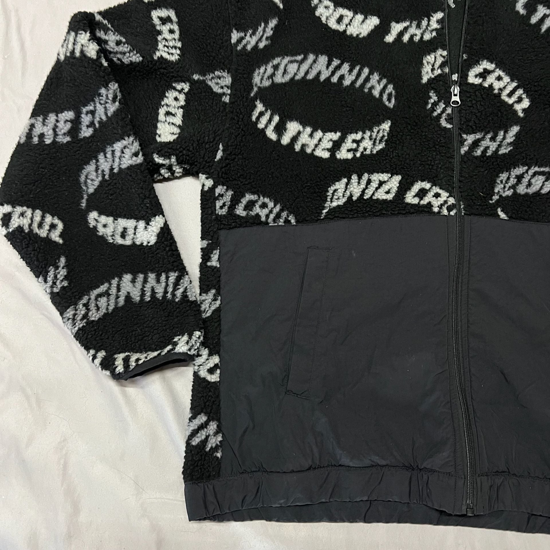 Santa Cruz Absolute Zip Jacket Black Sherpa Fleece Hoodie Mens size L 5