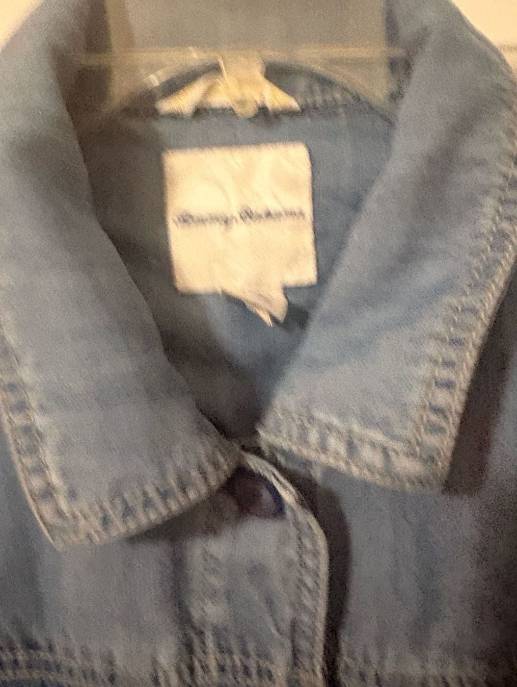 Tommy Bahama Denim Jacket Blue Chambray Frayed Hem 5