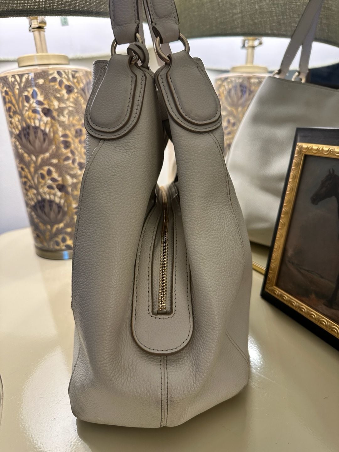 Coach Edie Shoulder Bag White Leather Gold Studs, Winter bag 13