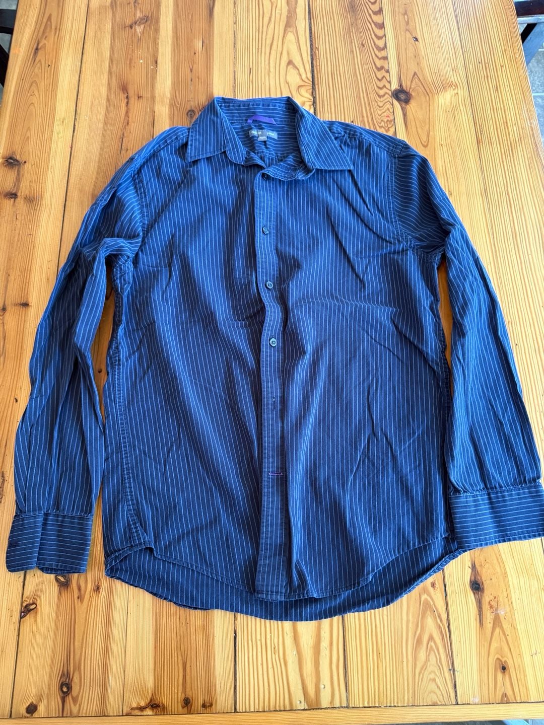 Gap Premium Long Sleeve Button Down Shirt Size M Blue Striped 2