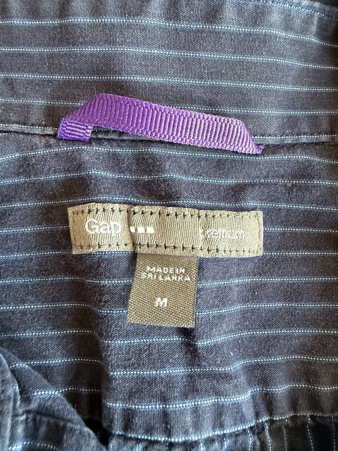 Gap Premium Long Sleeve Button Down Shirt Size M Blue Striped 4