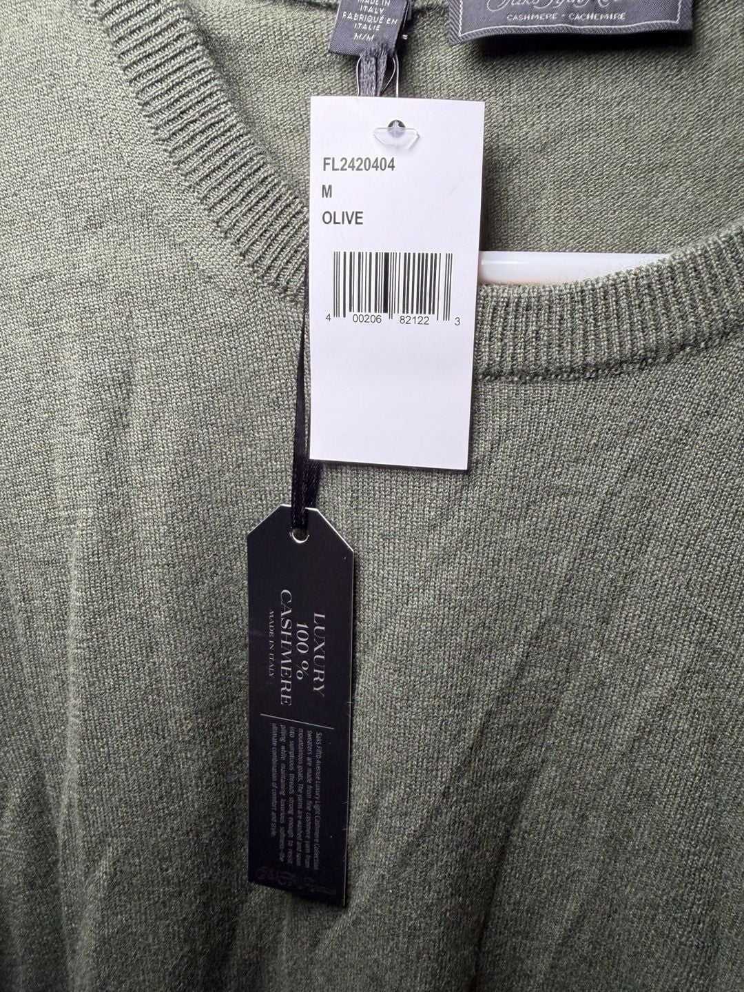 Saks Fifth Avenue Cashmere Crewneck Sweater Size M Olive 5