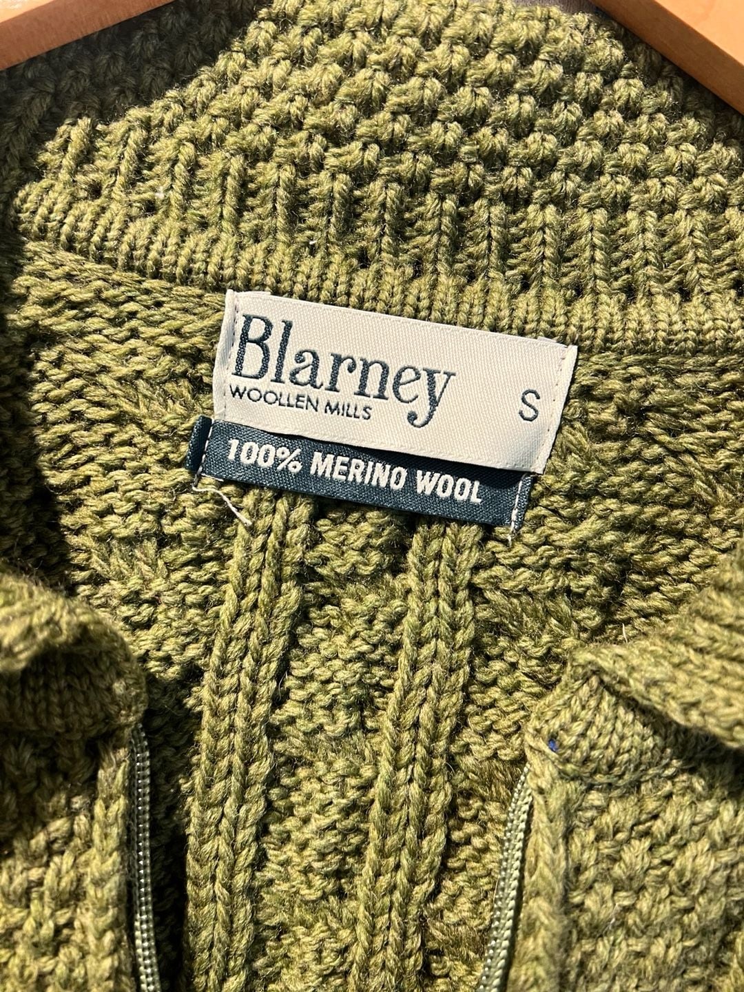 Blarney Woollen Mills Aran Cardigan Size S Green 3