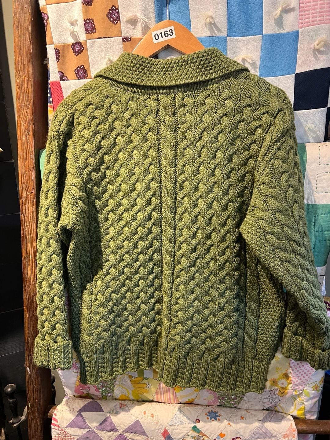 Blarney Woollen Mills Aran Cardigan Size S Green 4