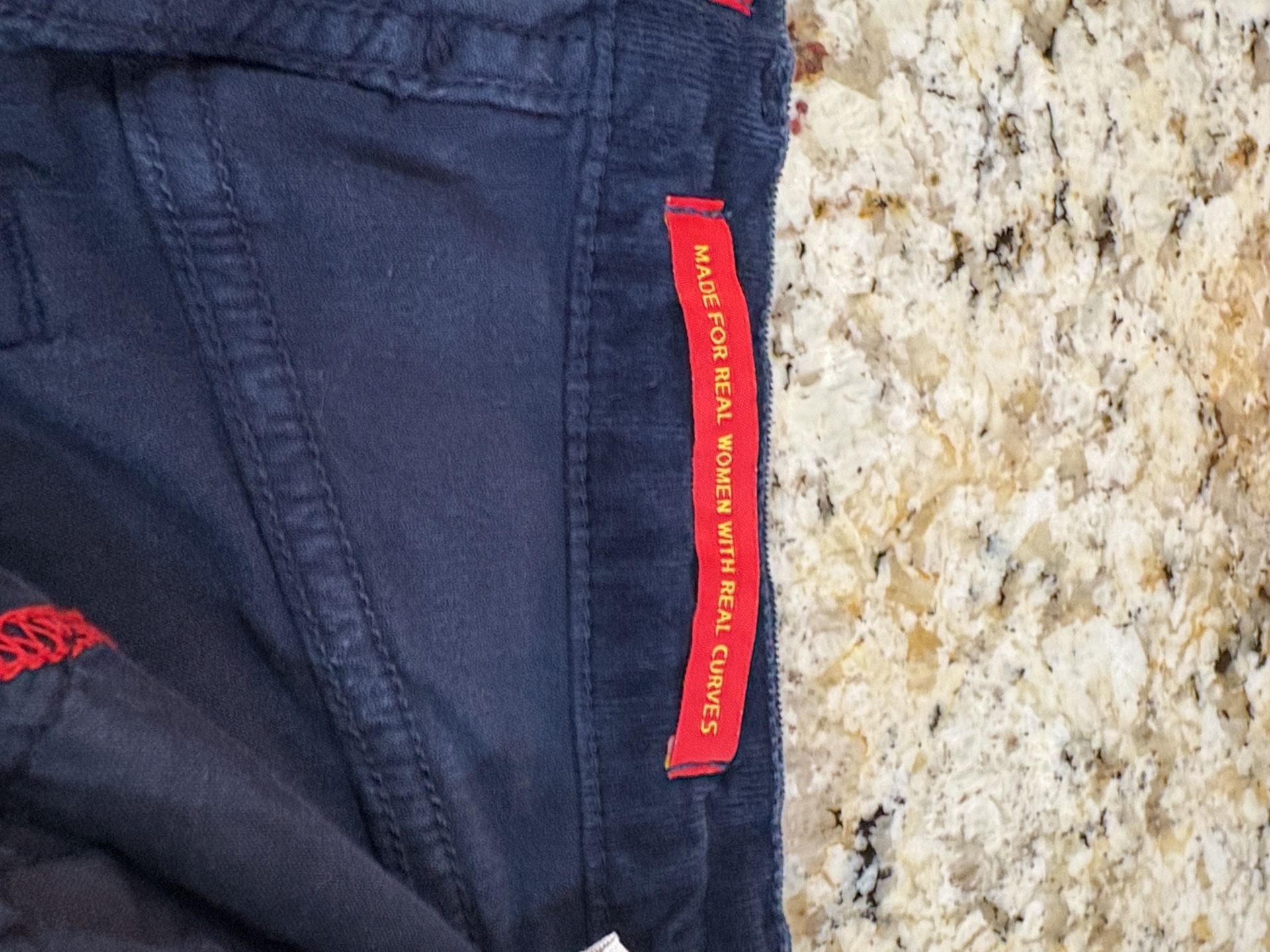 NYDJ Tummy Tuck Jeans Corduroy Pants Size 12 Navy Blue Bootcut 6
