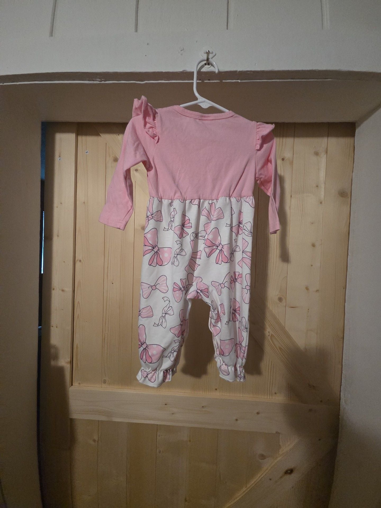 Shein Baby Romper Size 6-9M Pink White Bow 5