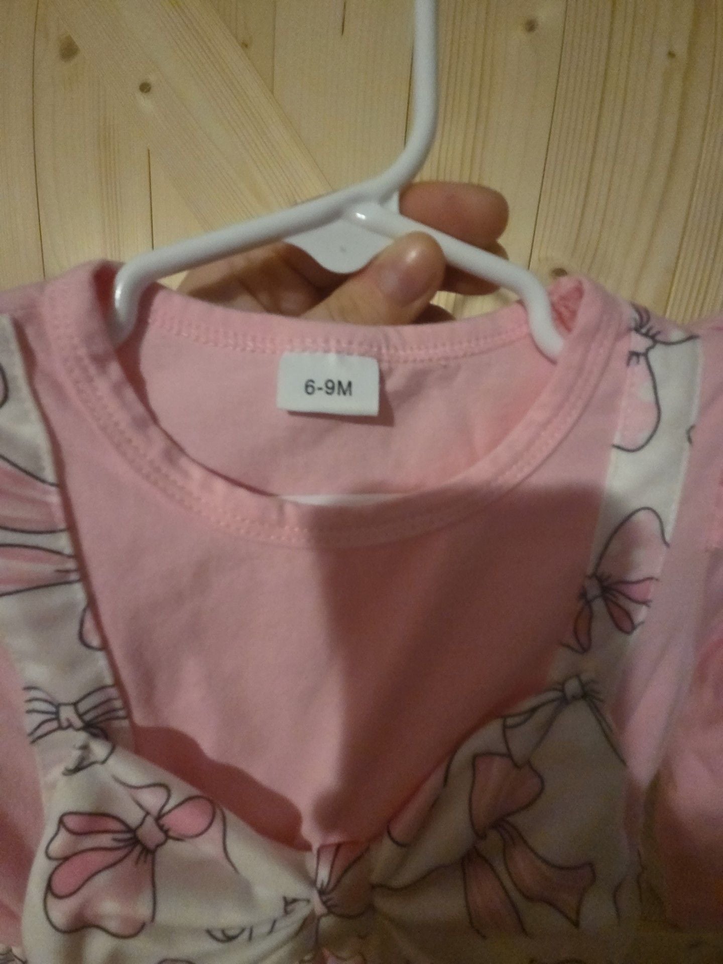Shein Baby Romper Size 6-9M Pink White Bow 6