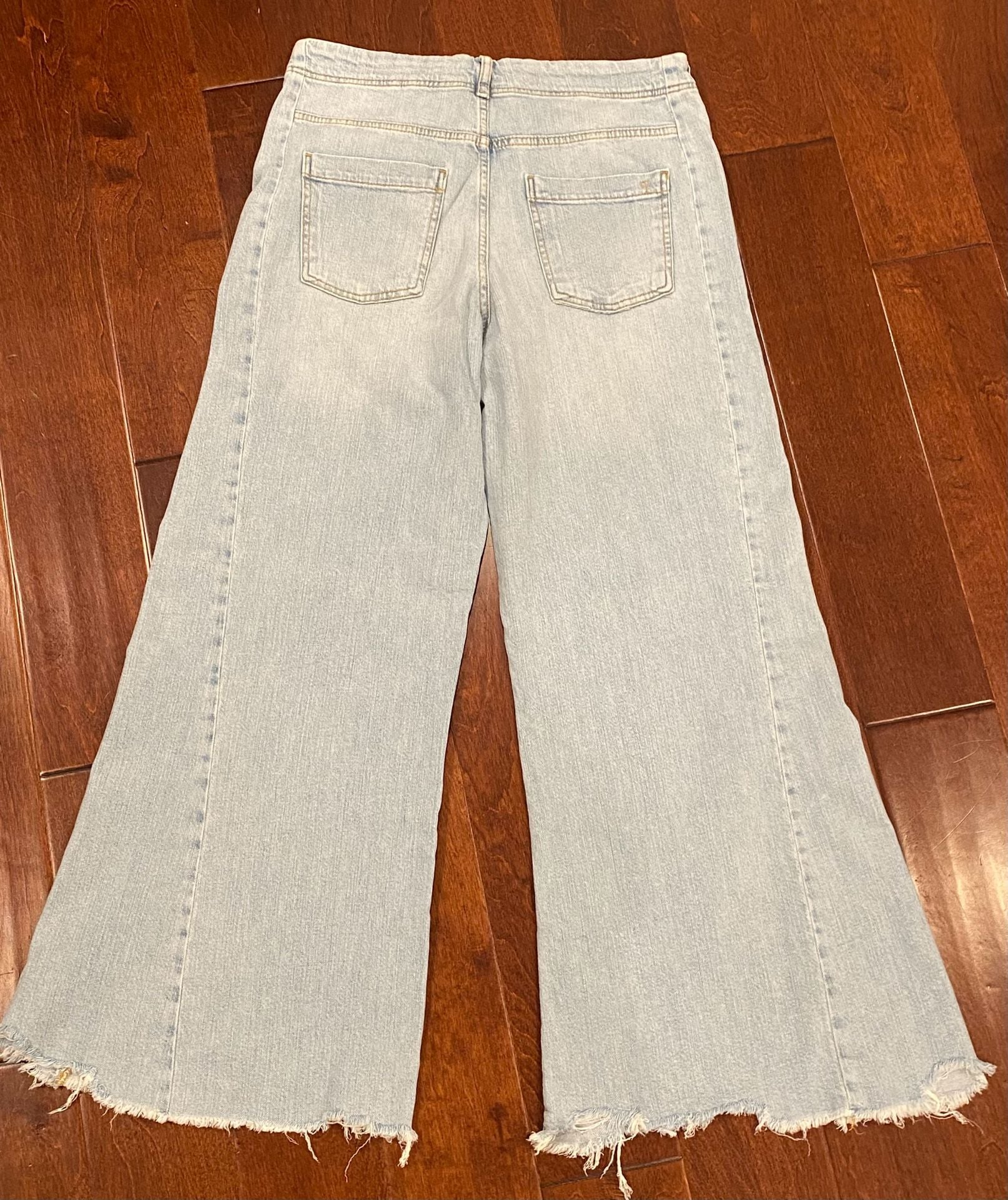 Pilcro Wide Leg Jeans Size 29 Light Wash Denim Raw Hem 4