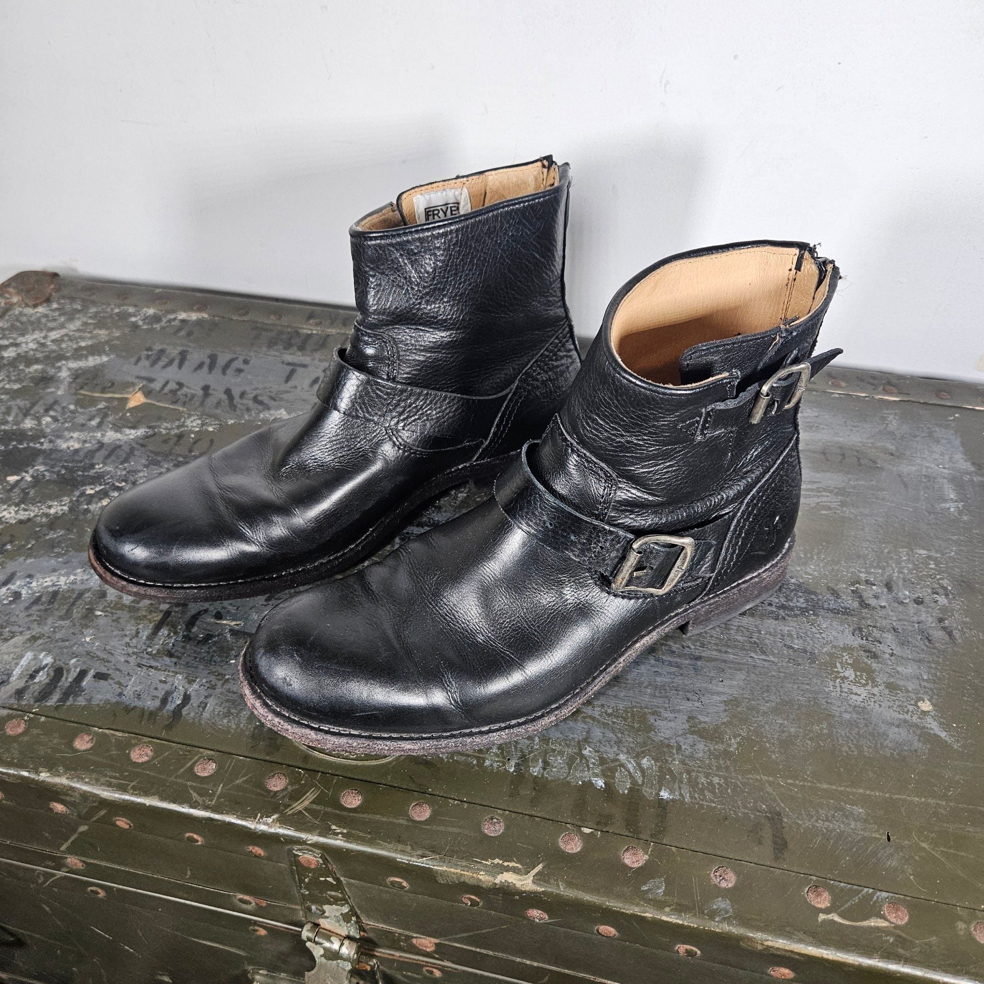 Frye Vicky 6 Inch Harness Leather Motorcycle Engineer Boots 8.5D Black 2