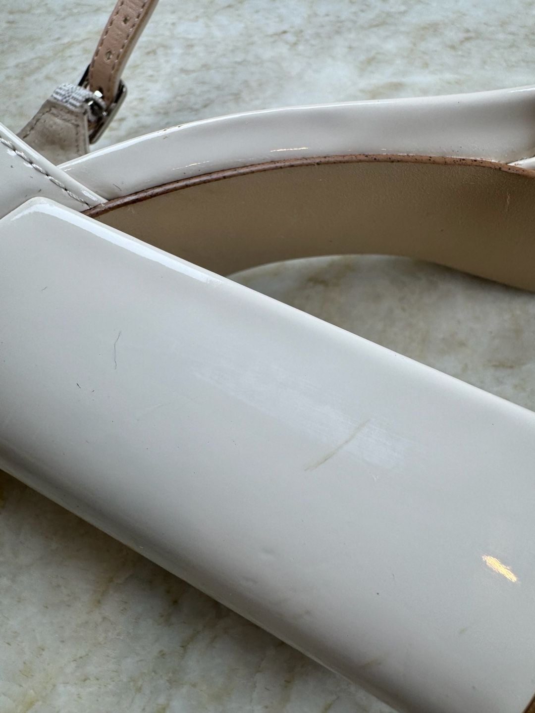Madden Girl Unaa Pump Size 7M Bone Patent Platform Block Heel 14