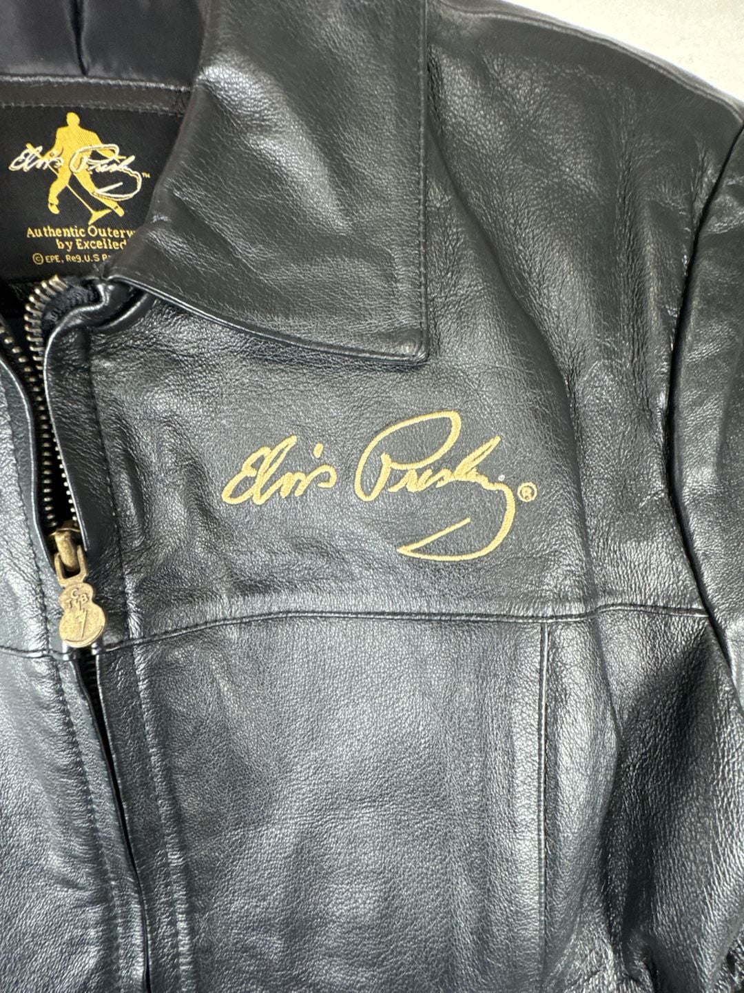 Elvis Presley Leather Jacket Size XL Black Embroidered Studded 3