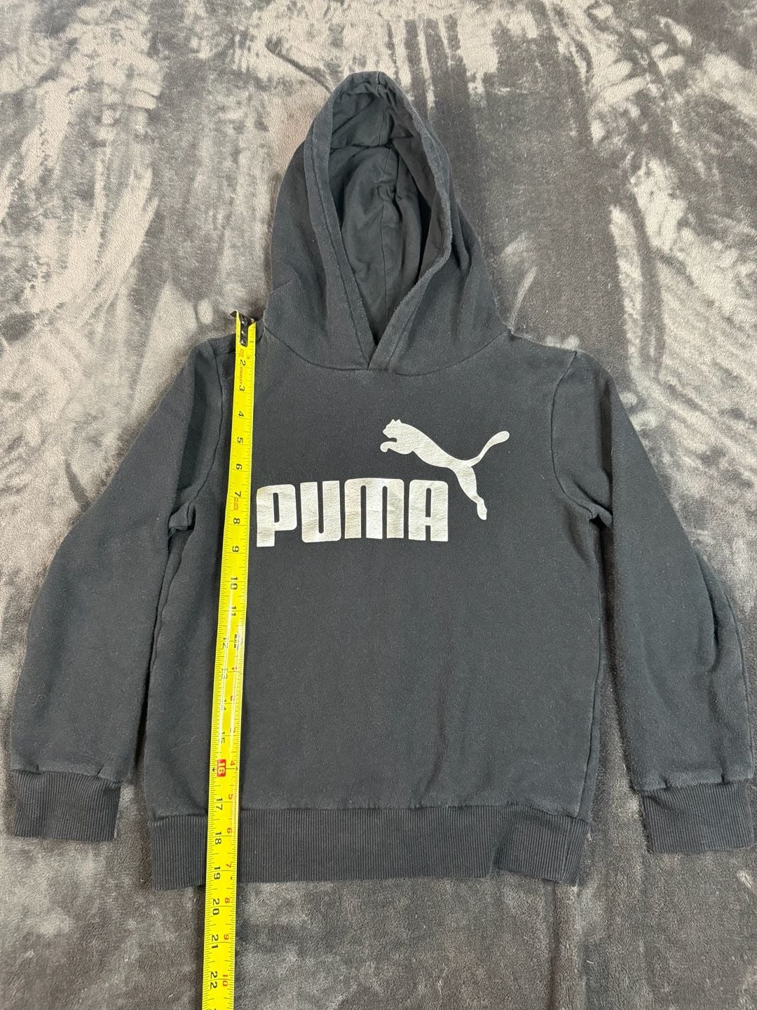 Kids Puma Hoodie Size S (7/8) Black Logo Pullover Sweatshirt#177 2