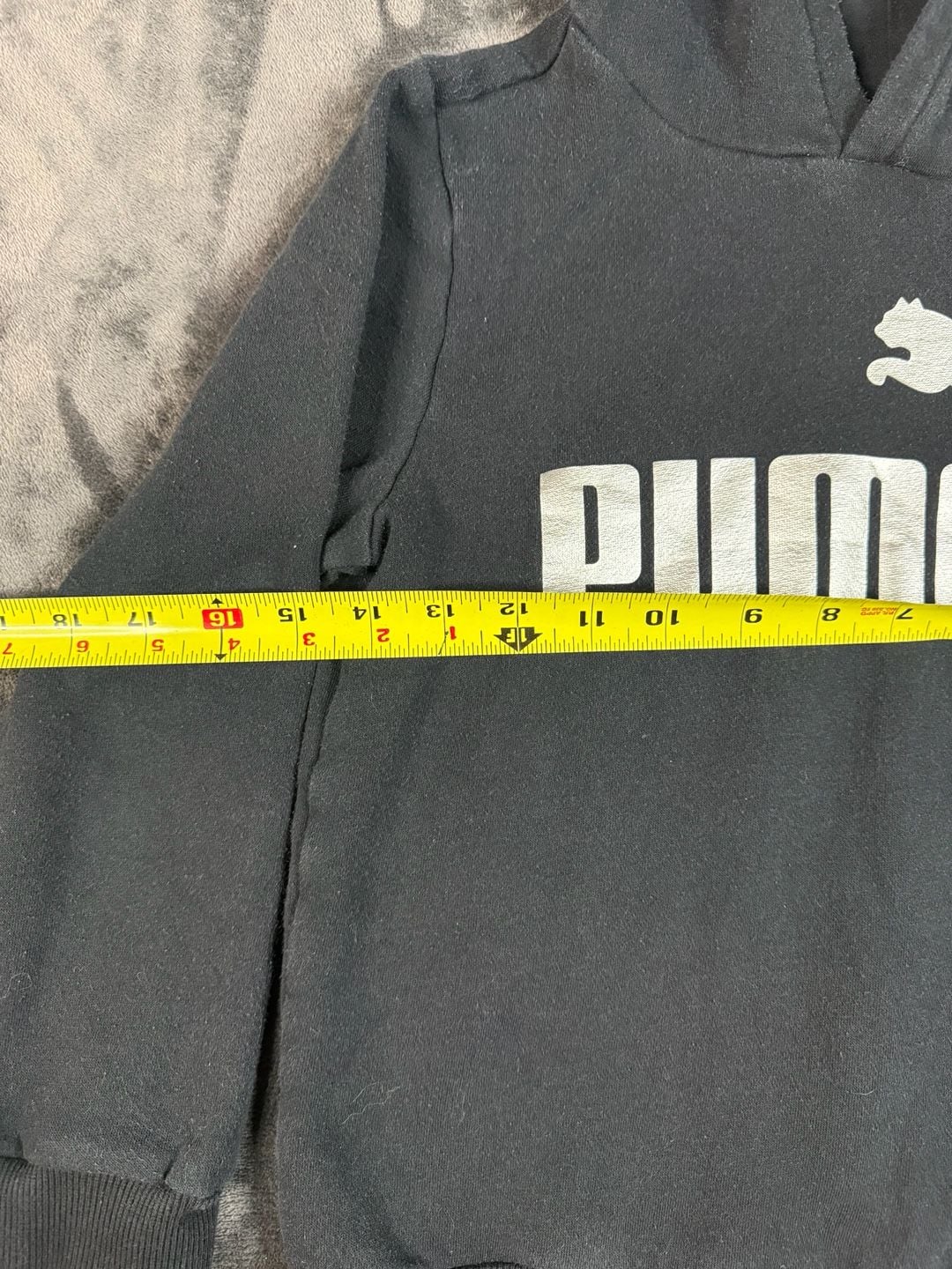 Kids Puma Hoodie Size S (7/8) Black Logo Pullover Sweatshirt#177 3