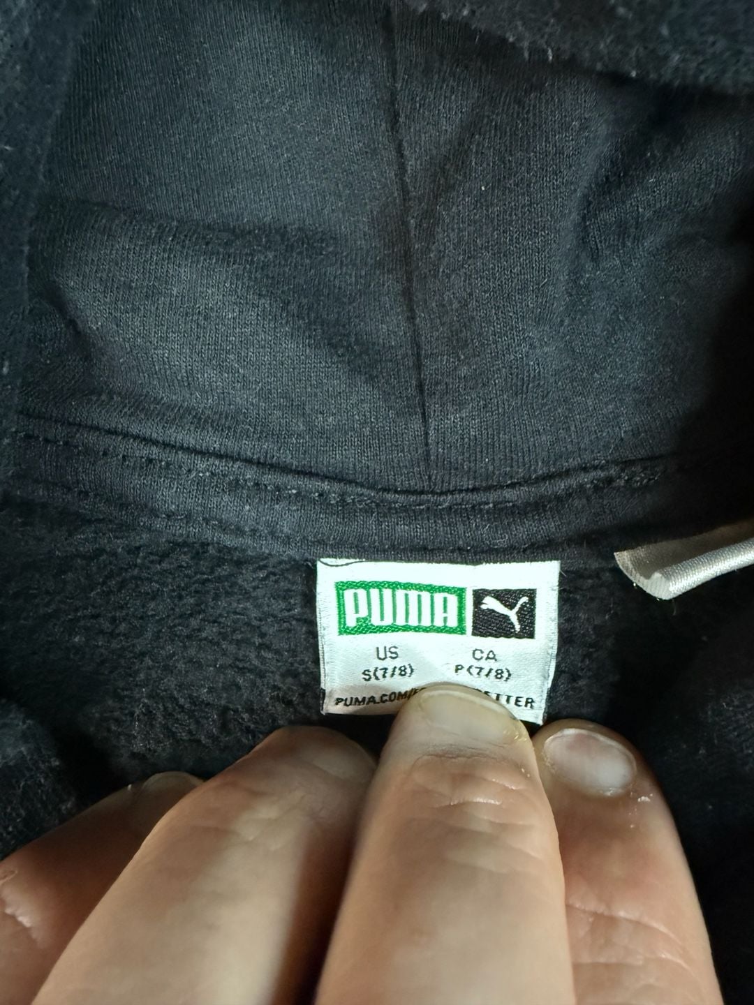 Kids Puma Hoodie Size S (7/8) Black Logo Pullover Sweatshirt#177 4