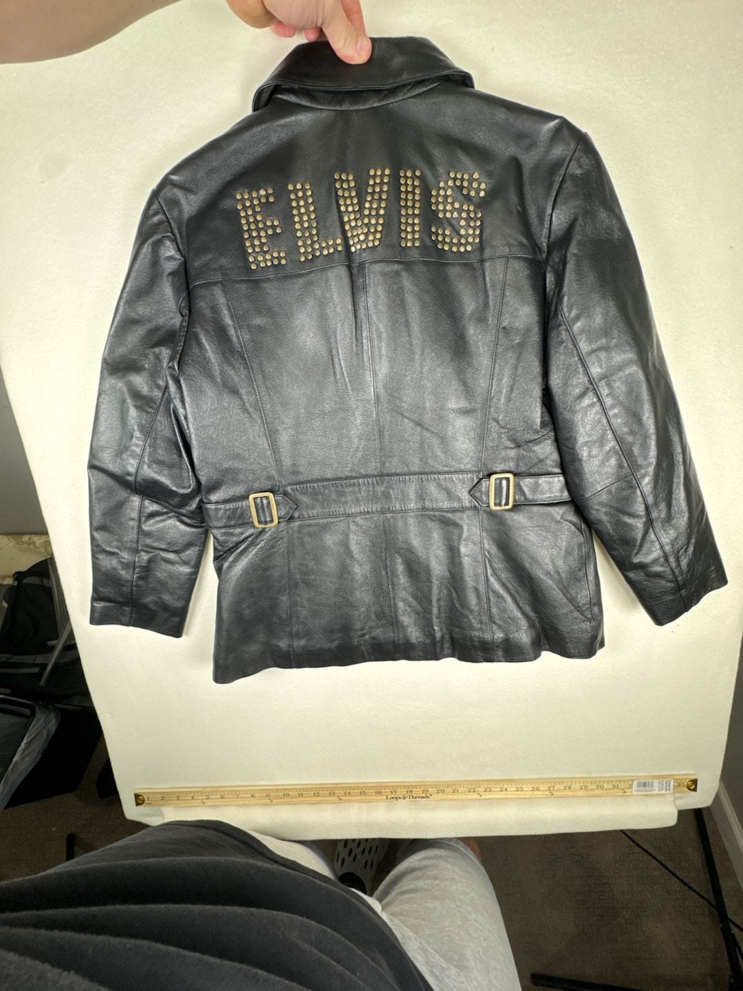 Elvis Presley Leather Jacket Size XL Black Embroidered Studded 5