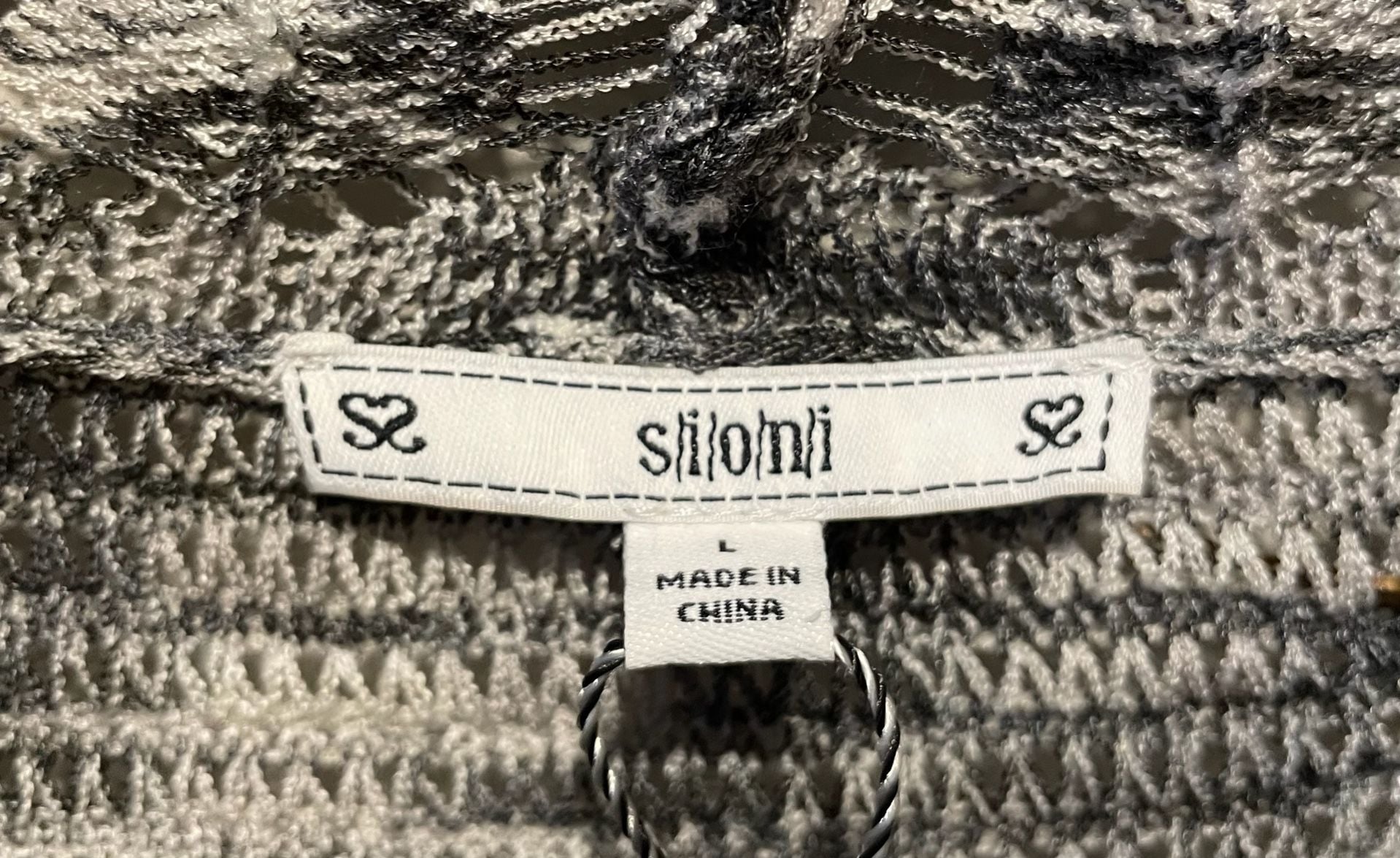 Silomi Marled Open Knit Waterfall Cardigan Boho Drape Sweater L 5