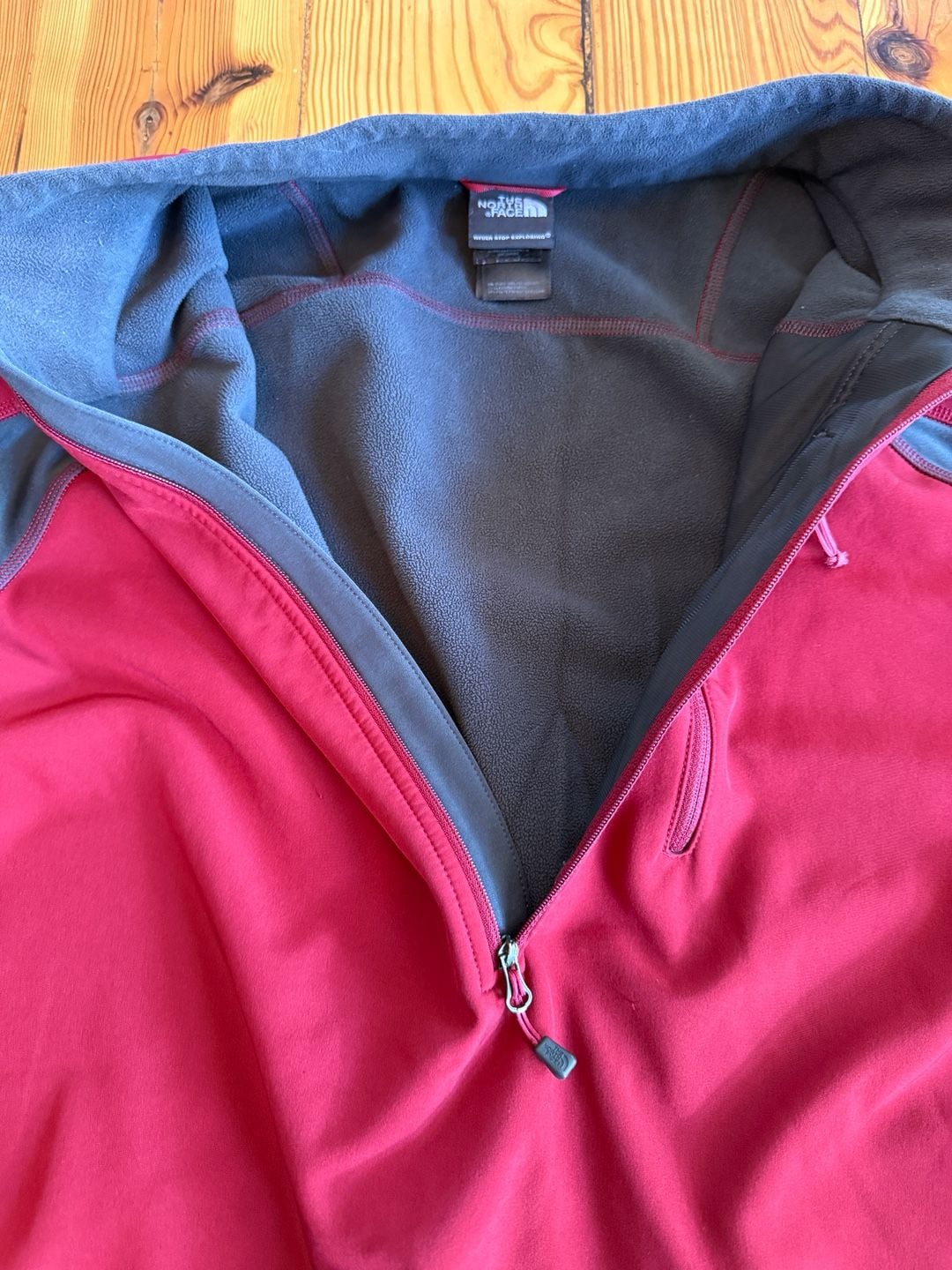 The North Face Fleece 1/2 Zip Pullover Size XL Red Gray 7