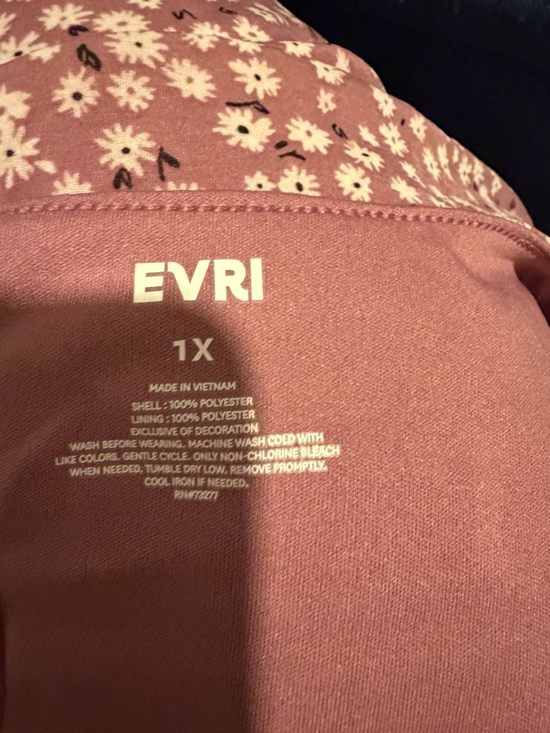 EVRI Floral Mini Dress Size 1X Mauve V-Neck Short Sleeve 7