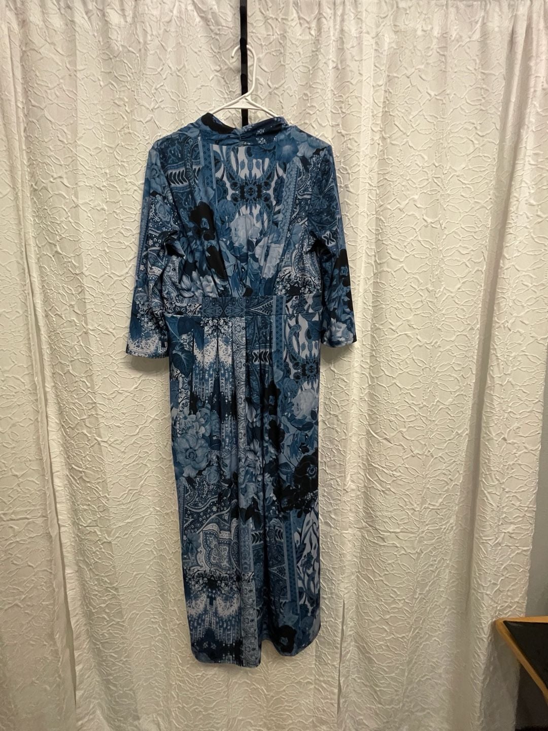 Chicos Blue Floral Paisley Mixed Print Maxi Dress Sz-1 US Sz Medium 8 Resortwear 4