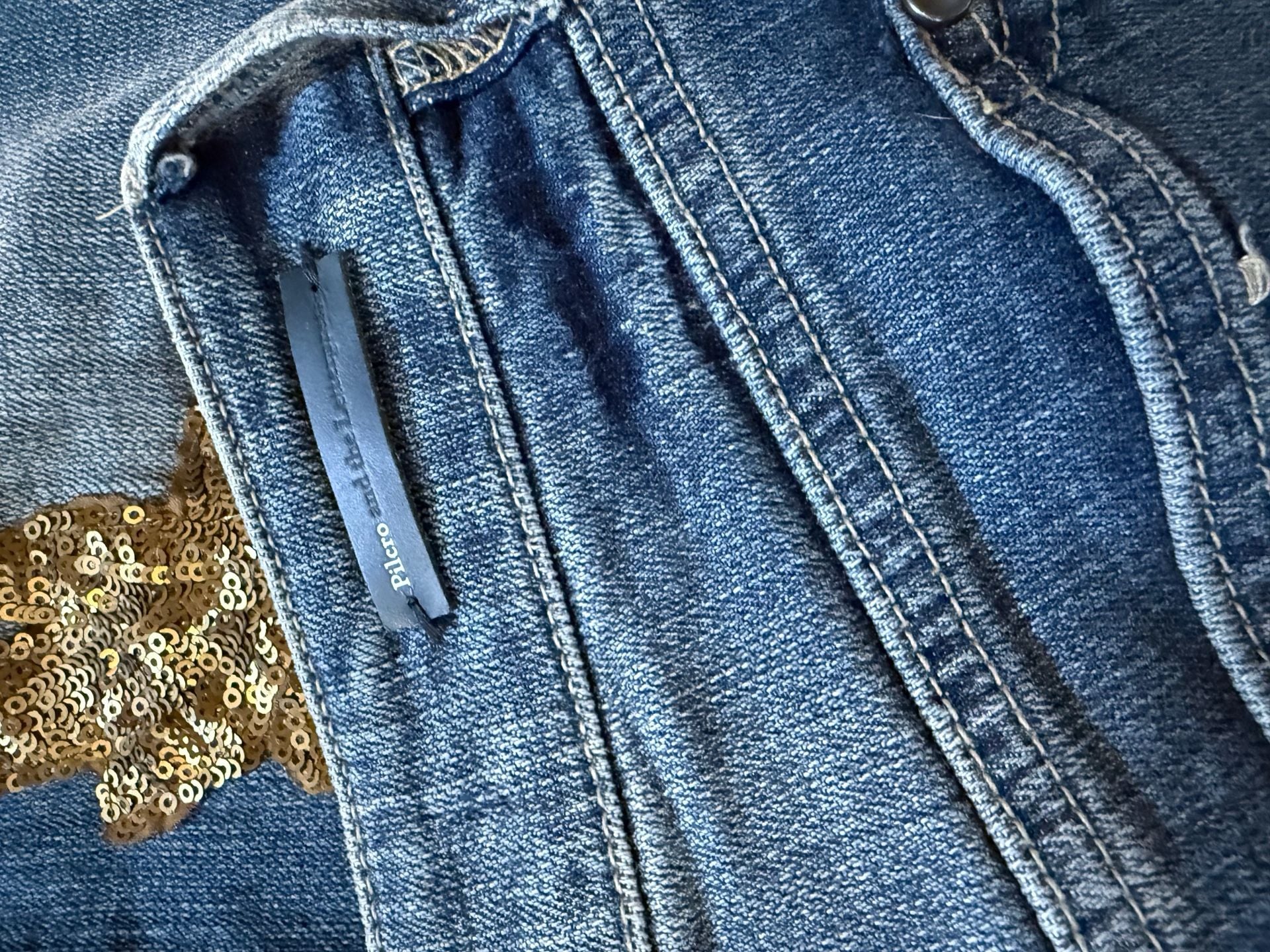 Pilcro and the Letterpress Hyphen Gold Sequin Cropped Jeans Size 27 (k1) 5