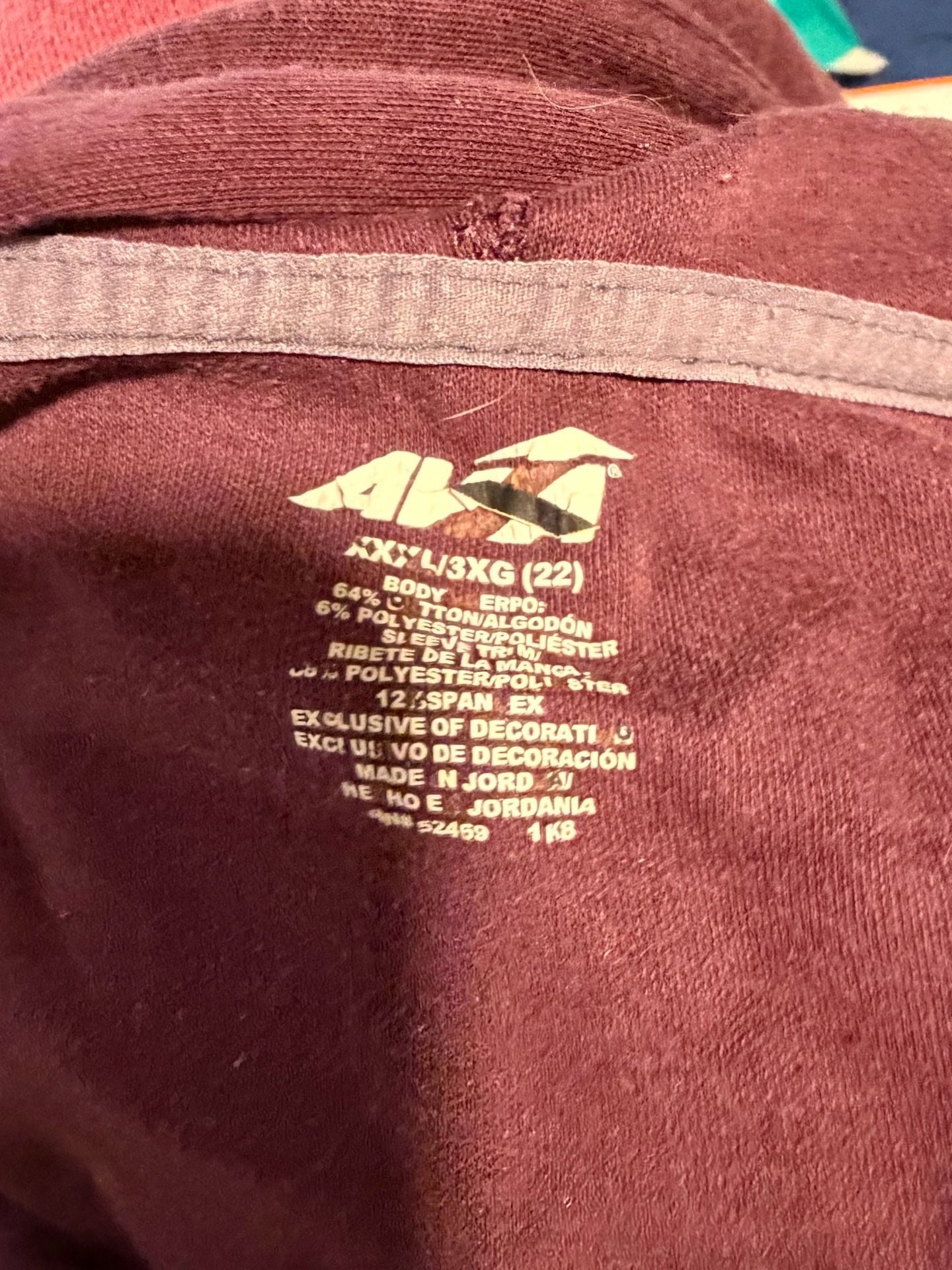 Avia Full Zip Hoodie Size XXL 3XG Burgundy Athletic Jacket 3