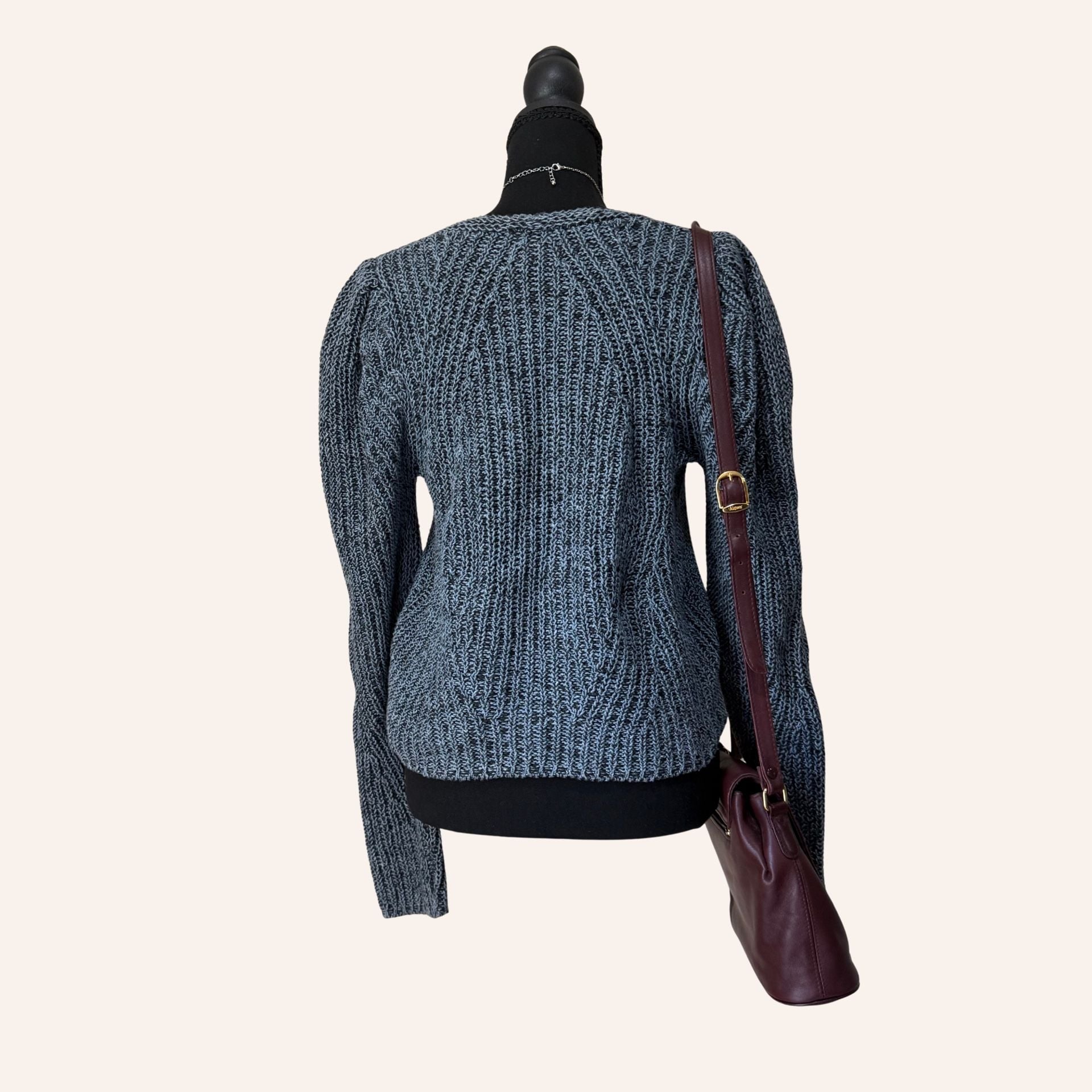 grunge gray open knit fitted sweater indie sleaze dark academia xs 2