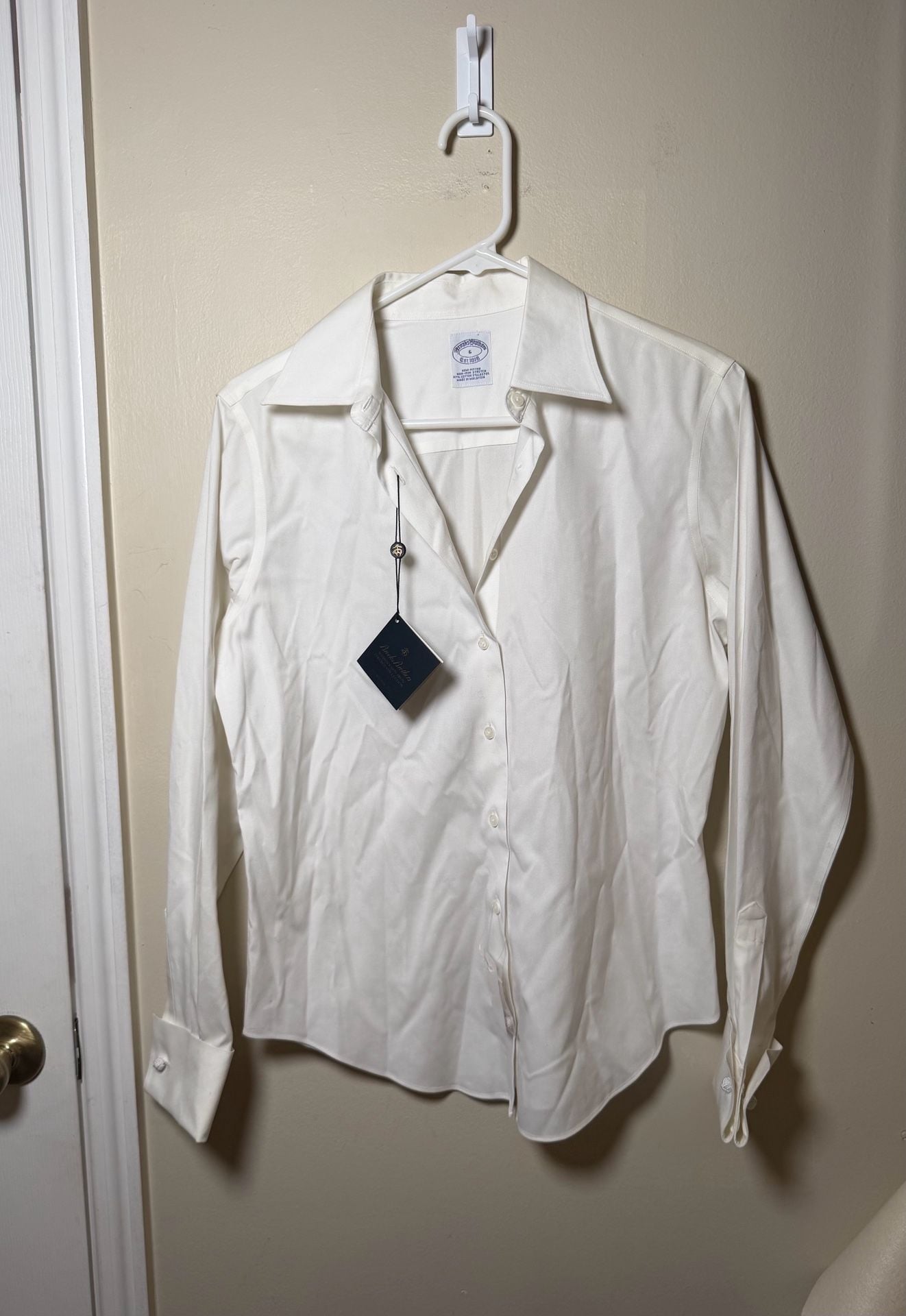 Brooks Brothers Semi-Fitted Non-Iron Stretch Dress Shirt Size 6 White 2
