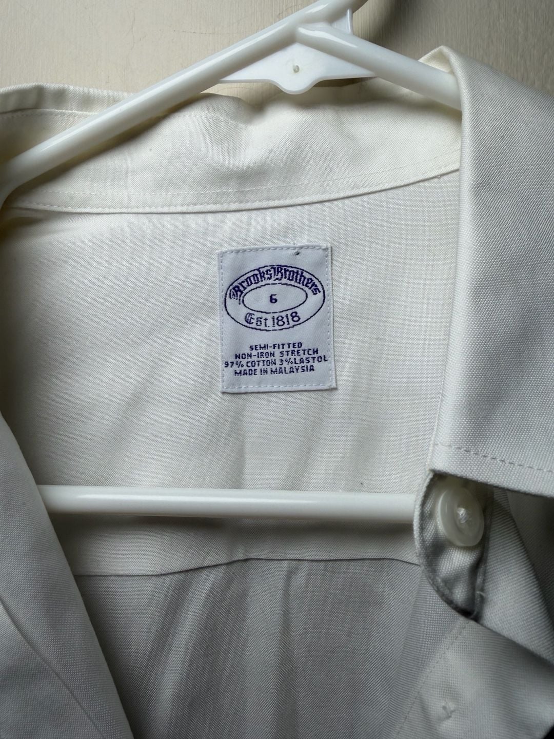 Brooks Brothers Semi-Fitted Non-Iron Stretch Dress Shirt Size 6 White 3