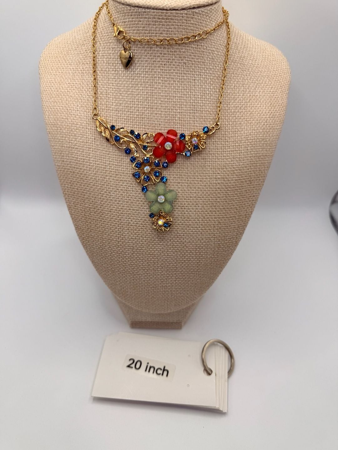 Betsey Johnson Gold Floral Rhinestone Y Necklace 7
