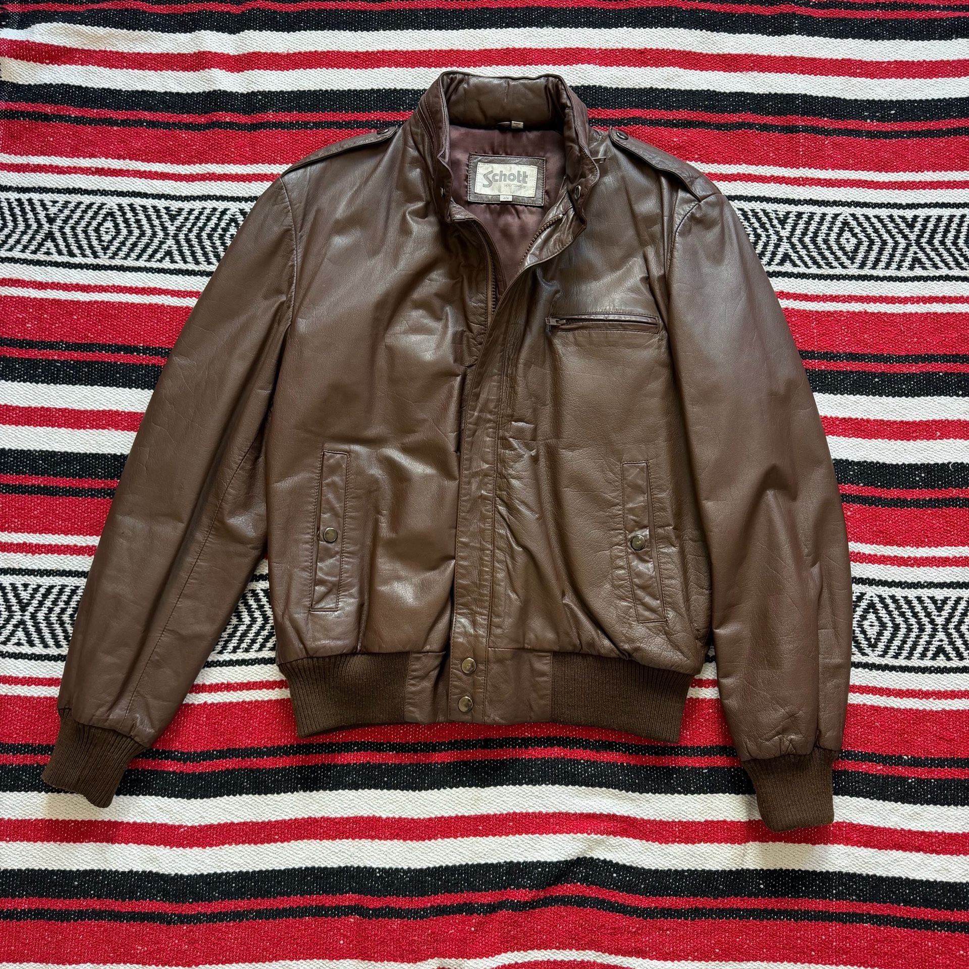 Vintage Schott Sportswear Hooded Leather Jacket Sz 42 (M) 2