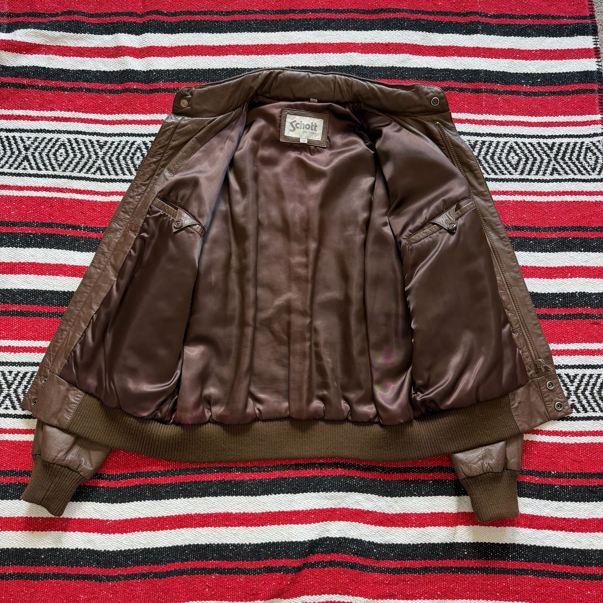 Vintage Schott Sportswear Hooded Leather Jacket Sz 42 (M) 4