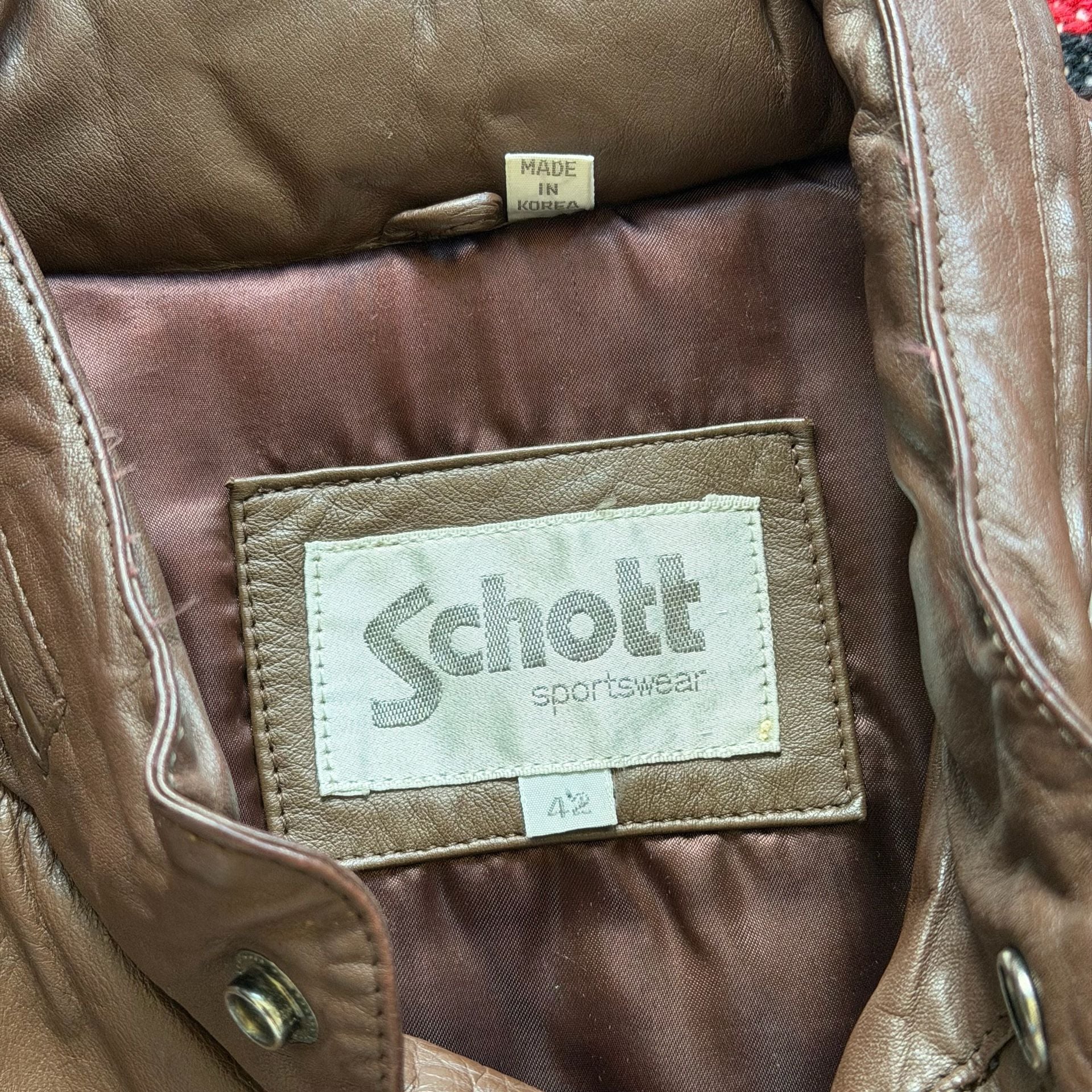 Vintage Schott Sportswear Hooded Leather Jacket Sz 42 (M) 7