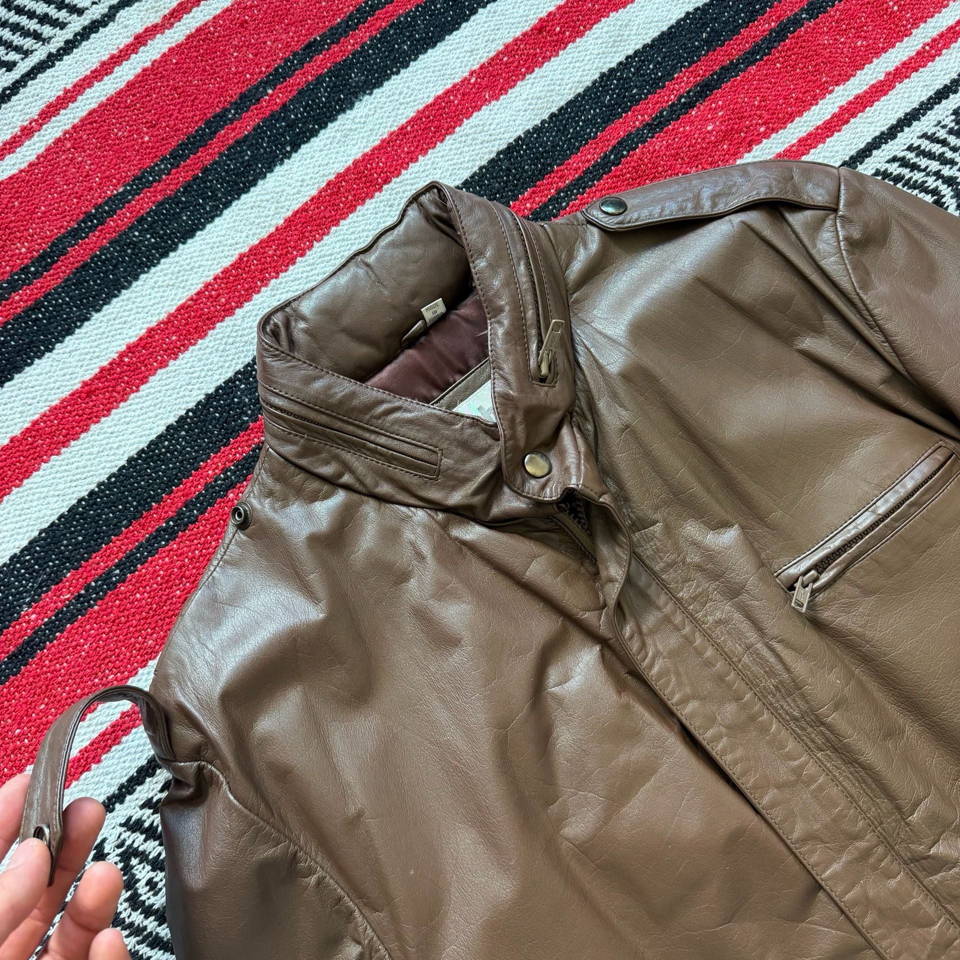 Vintage Schott Sportswear Hooded Leather Jacket Sz 42 (M) 10