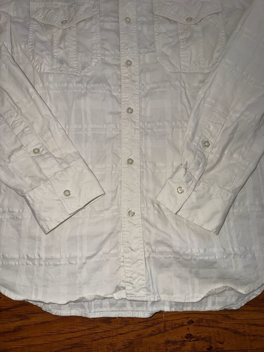 Y2K vintage Affliction Lost Souls Button Down Shirt White Embroidered Long Sleeve 3