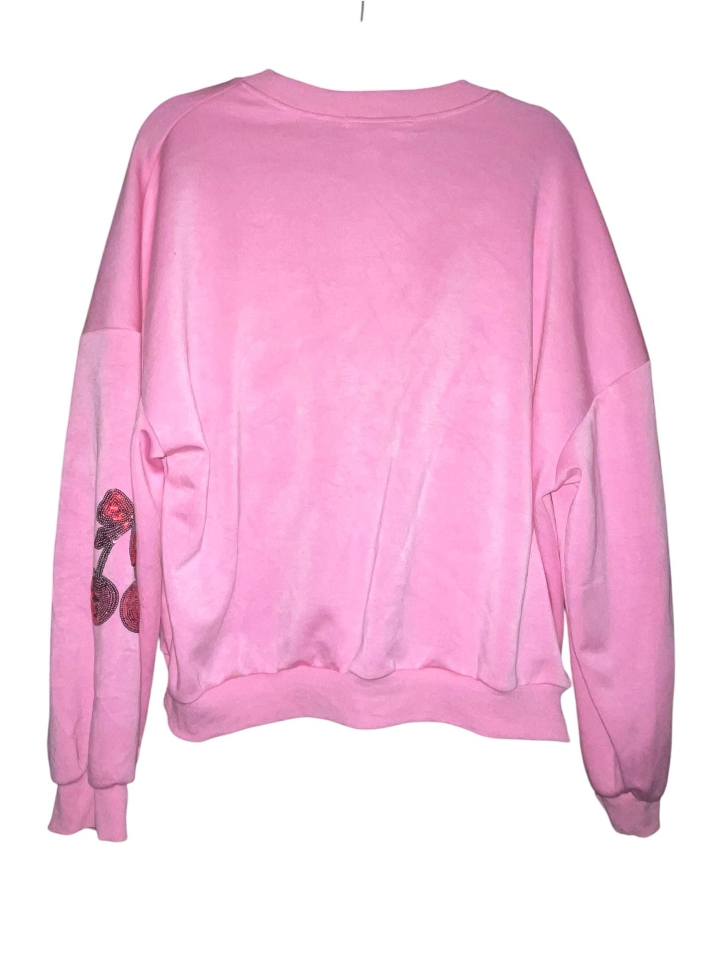 Simply Southern XL Pink Sequin Cherry Sweatshirt Coquette Bow Girly Crewneck 4