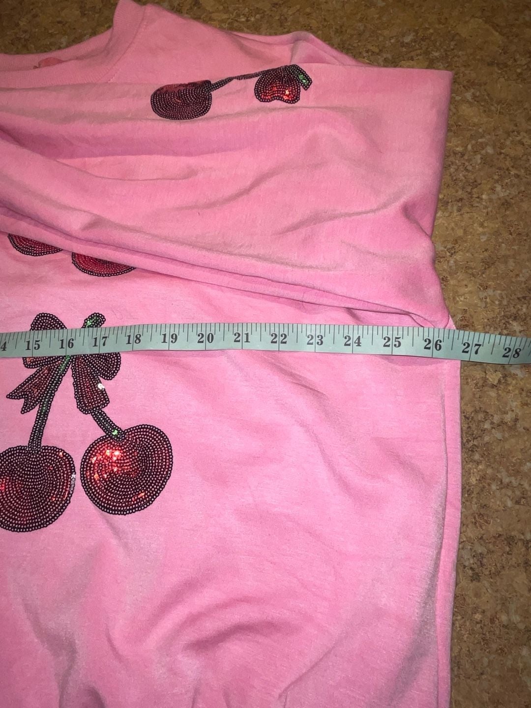 Simply Southern XL Pink Sequin Cherry Sweatshirt Coquette Bow Girly Crewneck 10