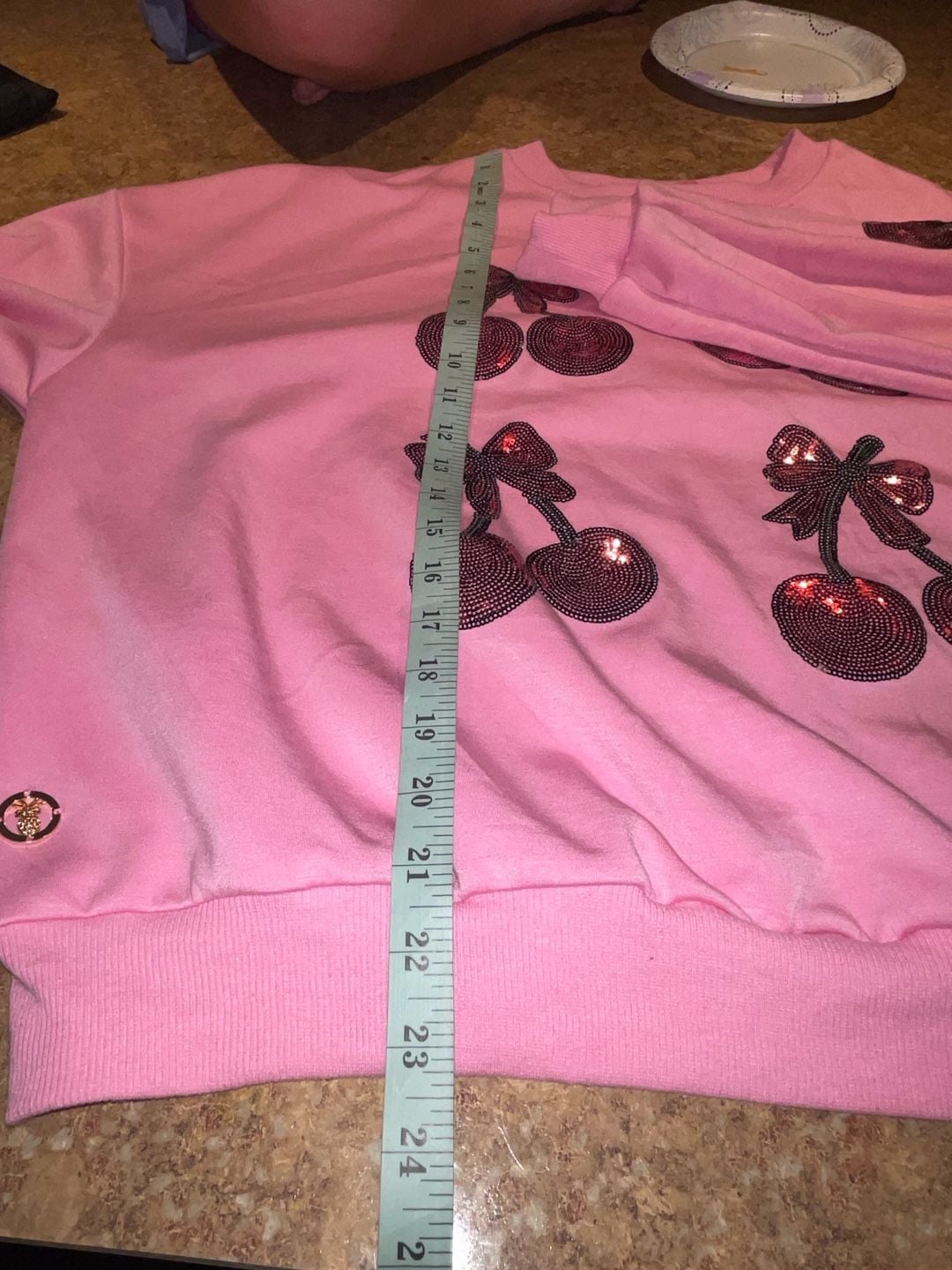 Simply Southern XL Pink Sequin Cherry Sweatshirt Coquette Bow Girly Crewneck 11