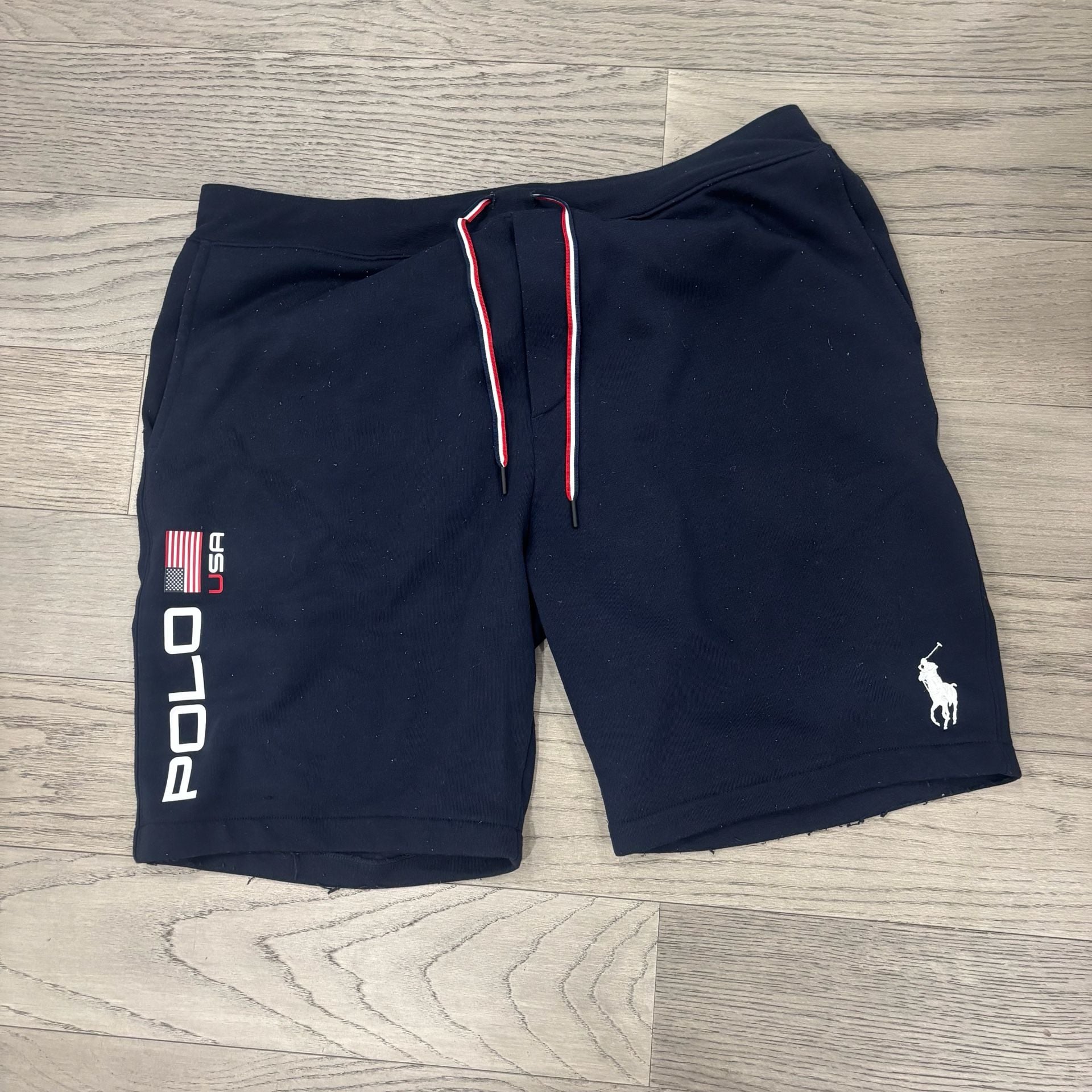 Polo Ralph Lauren USA Sweat Shorts XXL Navy Blue Drawstring 2