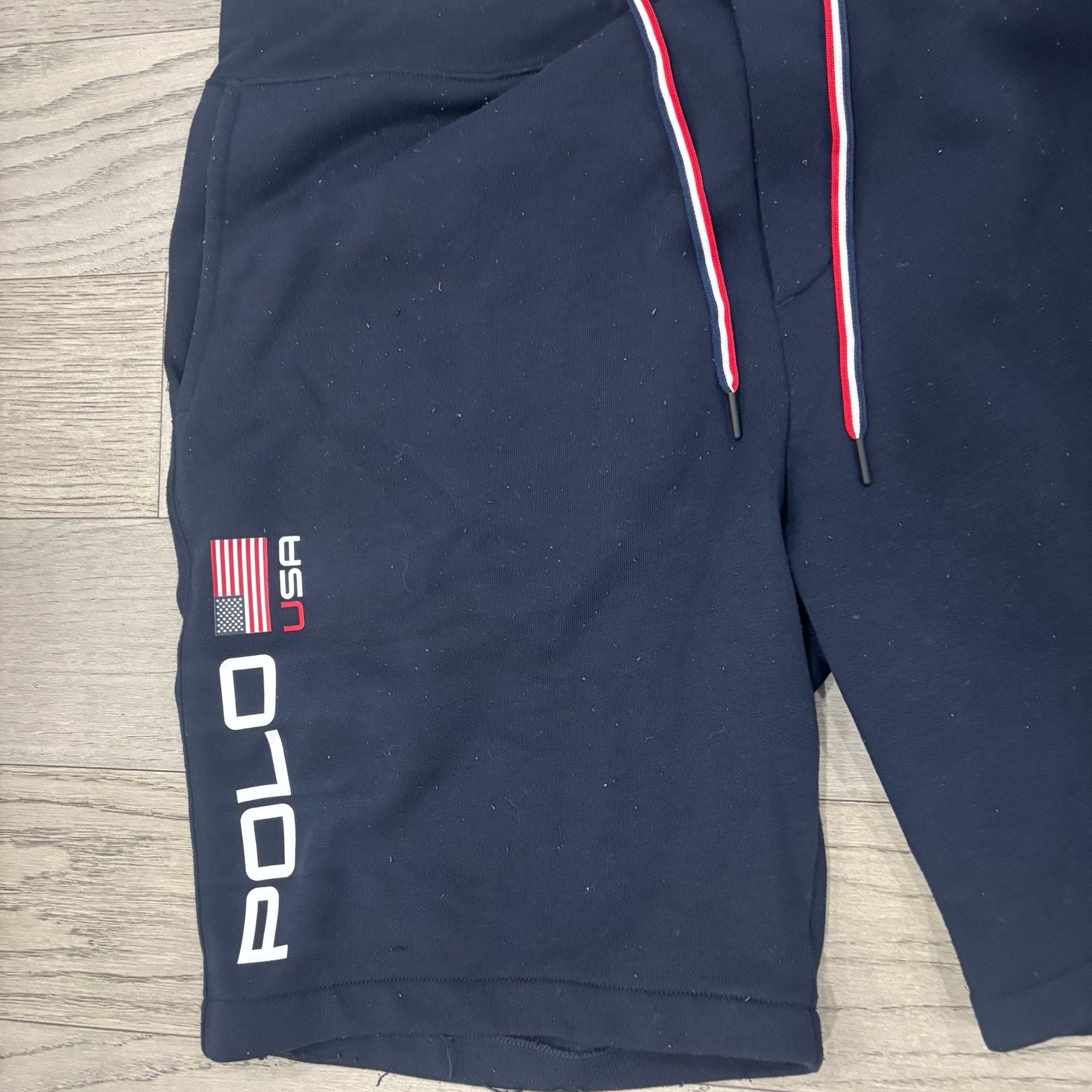 Polo Ralph Lauren USA Sweat Shorts XXL Navy Blue Drawstring 4