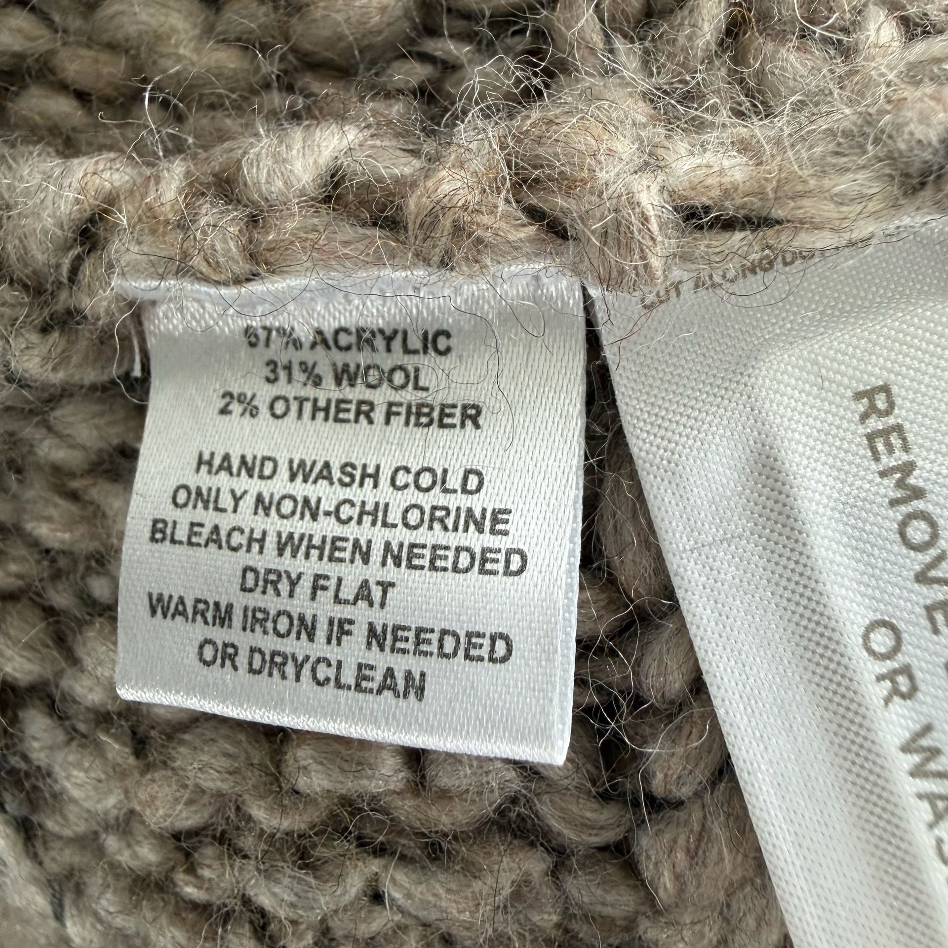 LOFT Hooded Poncho Size M/L Taupe Gray Wool Blend Cable Knit 5