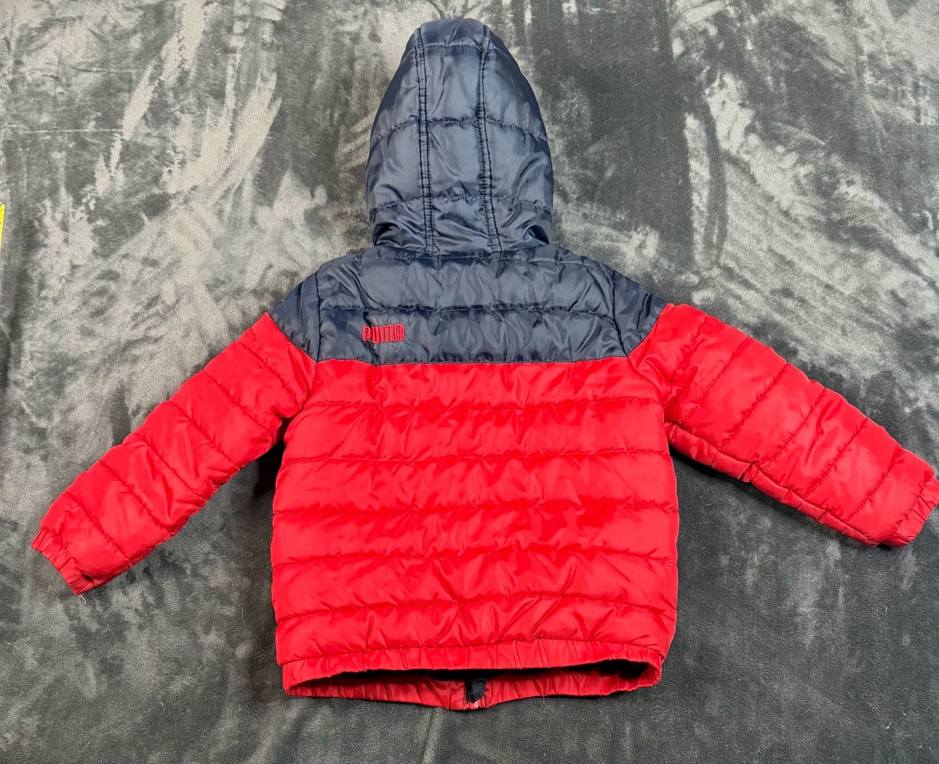 Kids Puma Puffer Jacket Size 5 Red Navy Blue Hooded Boys Winter Coat#178 5