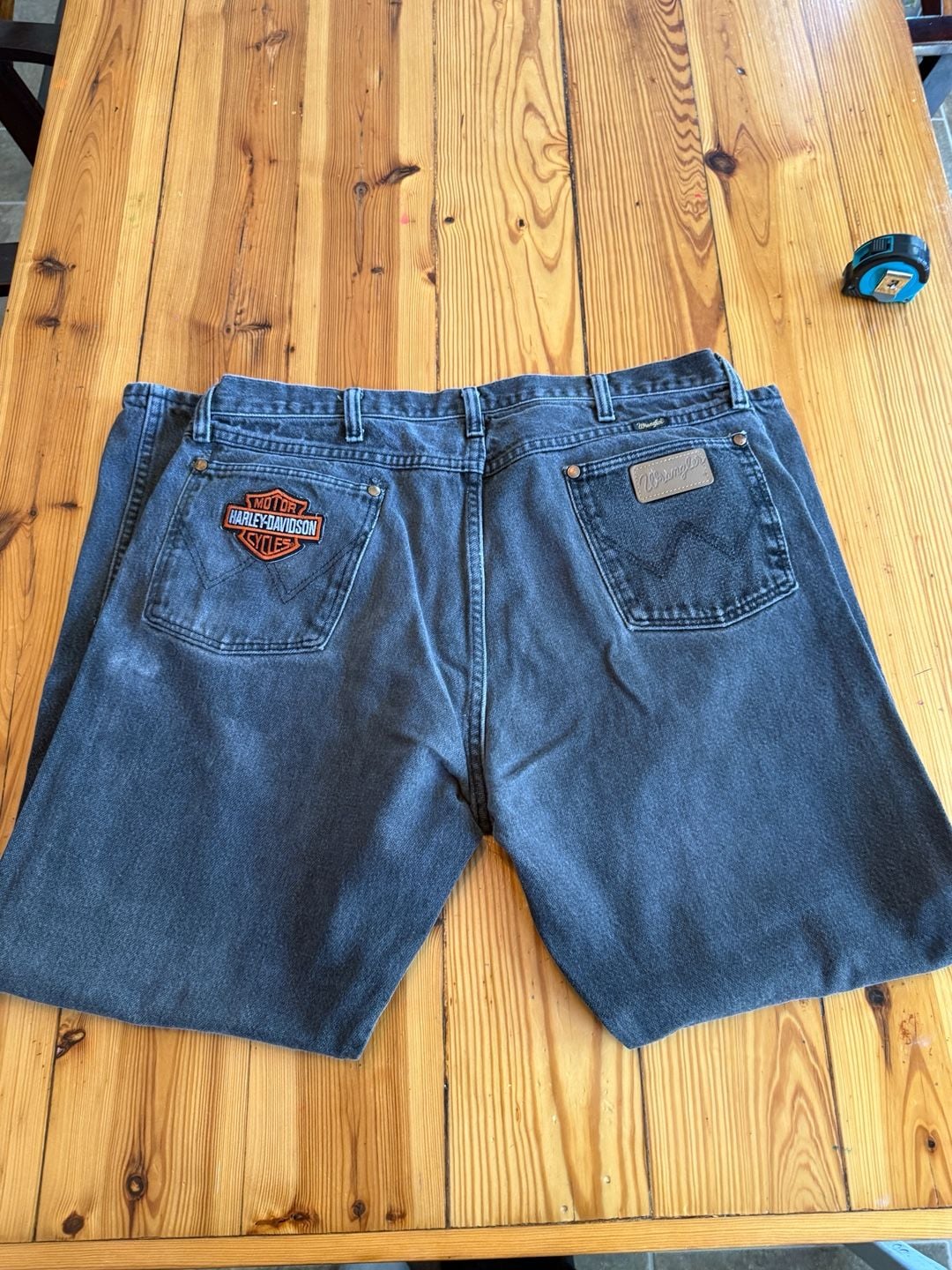 Wrangler Harley Davidson Jeans Size 38x30 Black Denim Motorcycle 2