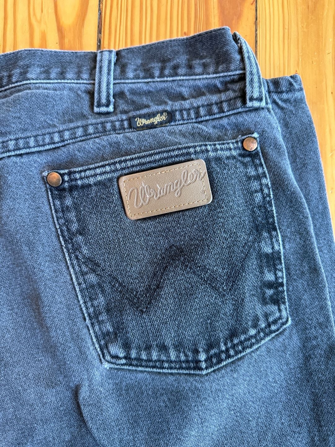 Wrangler Harley Davidson Jeans Size 38x30 Black Denim Motorcycle 7