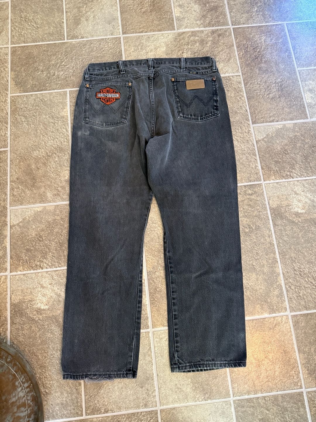 Wrangler Harley Davidson Jeans Size 38x30 Black Denim Motorcycle 9
