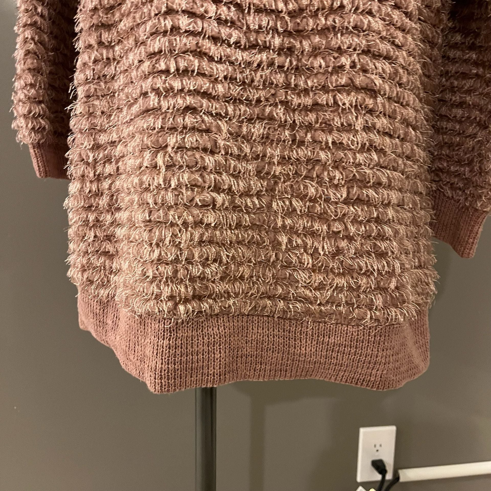 Knox Rose Open Front Fuzzy Cardigan Size S Pink Shaggy Pockets Sweater 11