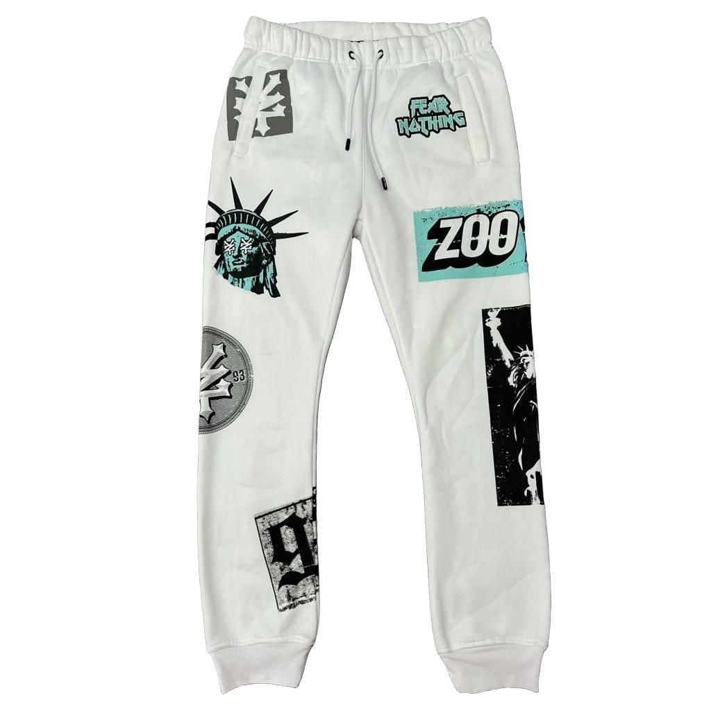 Zoo York Graphic Print Jogger Sweatpants White New York Graphiti Y2K Liberty 2
