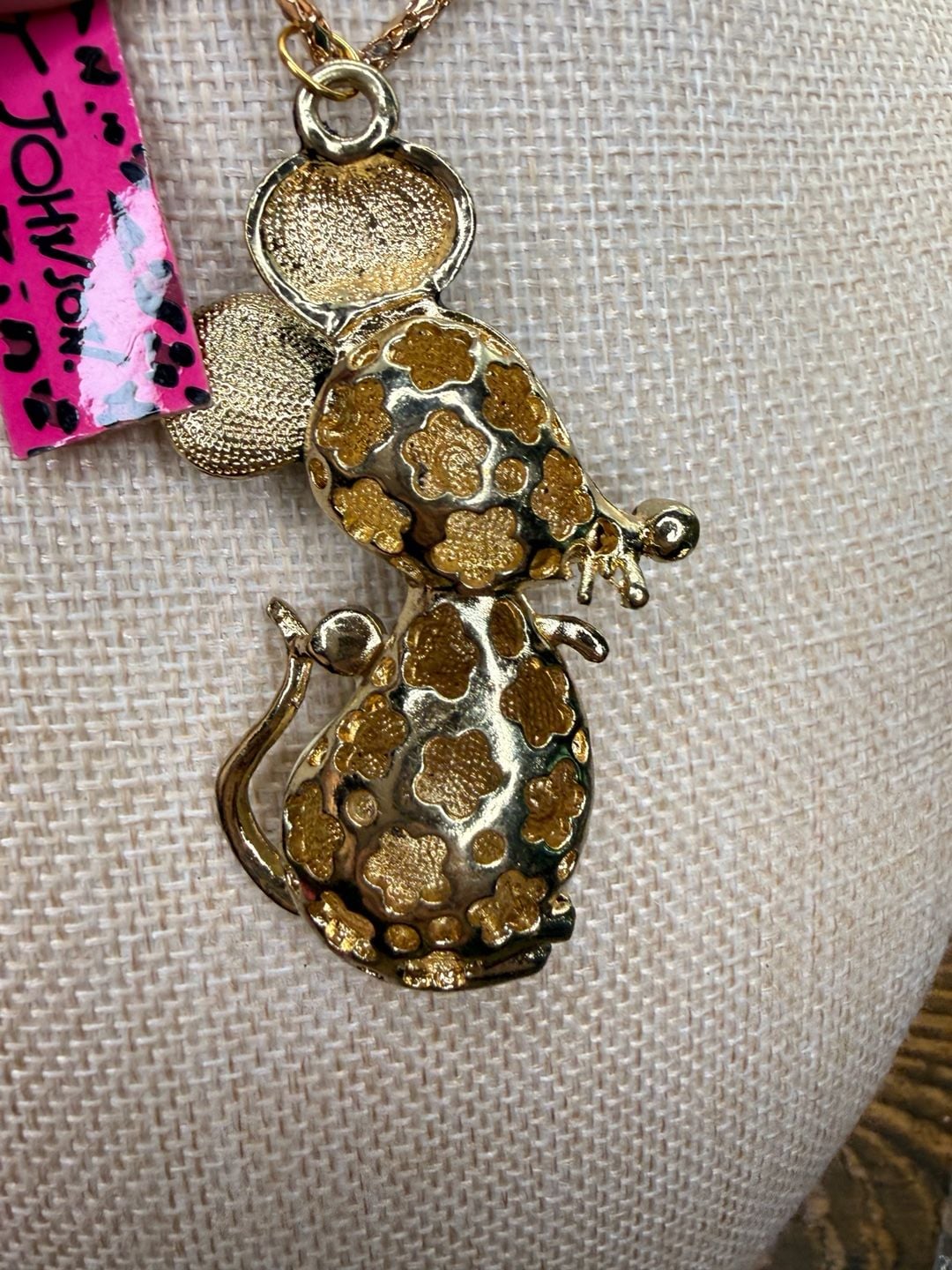 Betsey Johnson Crystal Enamel Mouse Pendant Necklace 4