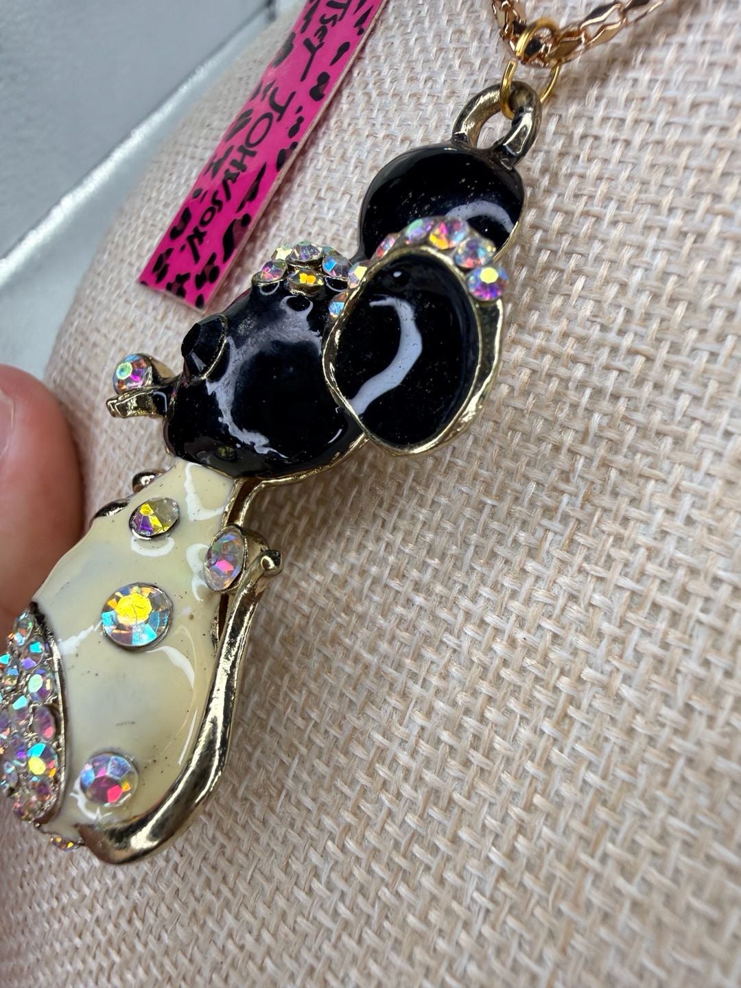 Betsey Johnson Crystal Enamel Mouse Pendant Necklace 6